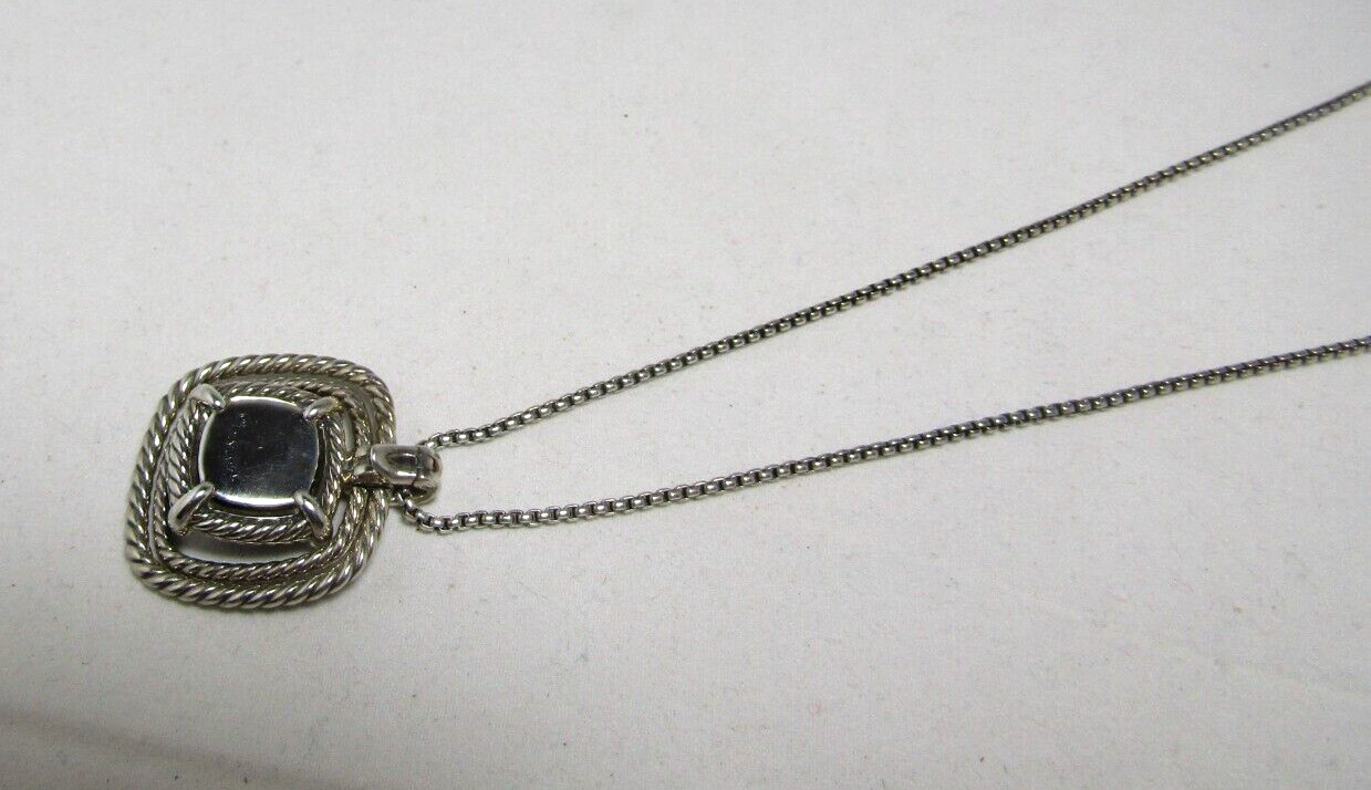 David Yurman Sterling Silver Black Onyx & Diamond Chatelaine Pendant Necklace