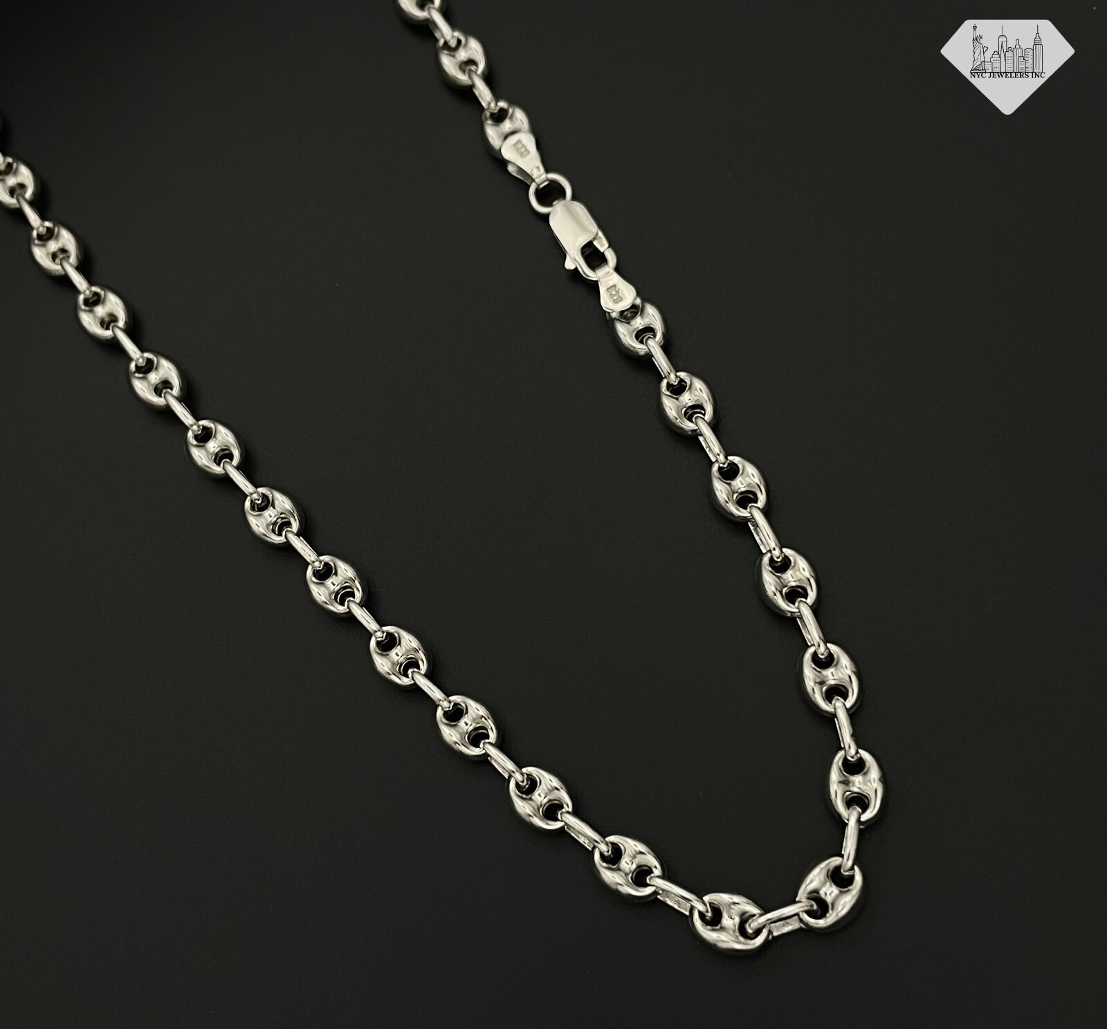 Italian 925 Sterling Silver Puffed Mariner Link Chain Stacking Necklace