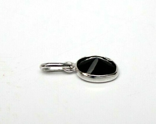 Sterling Silver 0.62″ Black Onyx Oval Pendant NEW