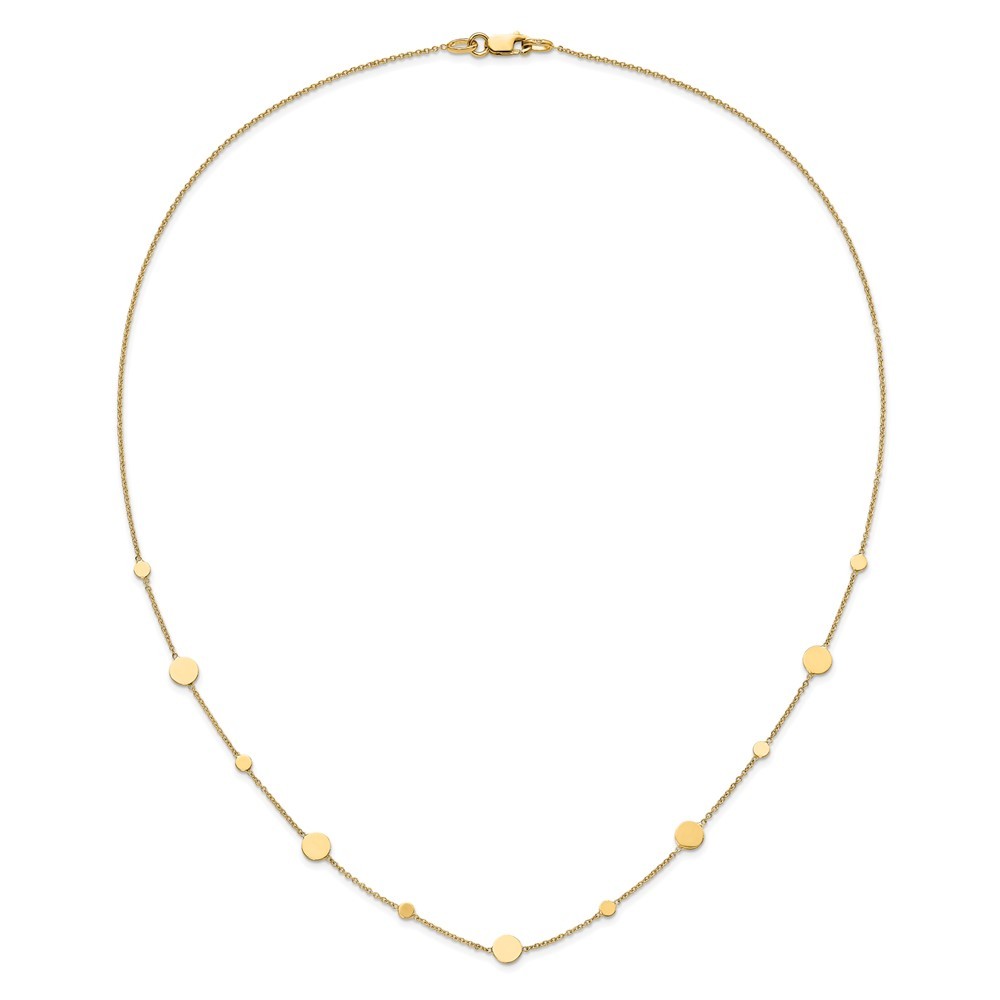 14k Yellow Gold Polished Disc Cable Chain Necklace 18″ Gift for Women