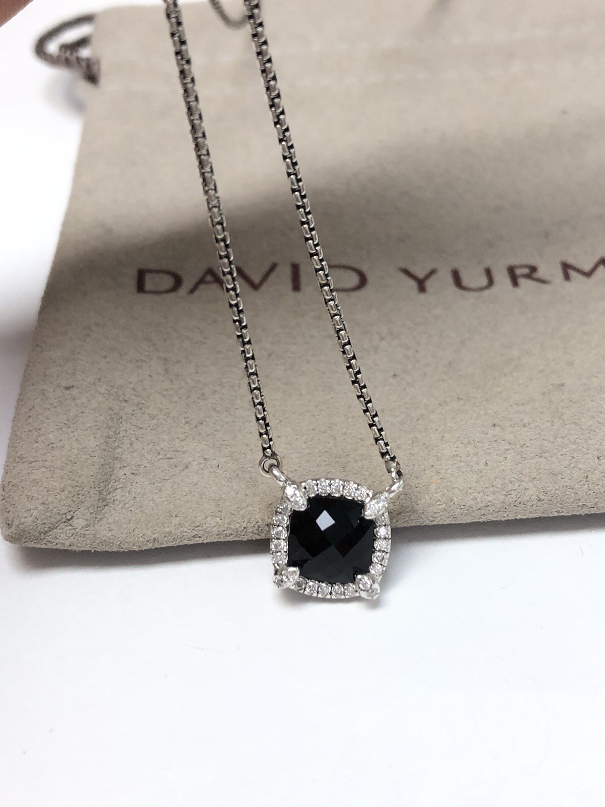 DAVID YURMAN Petite Chatelaine Sterling Silver Black Onyx & Diamond Necklace