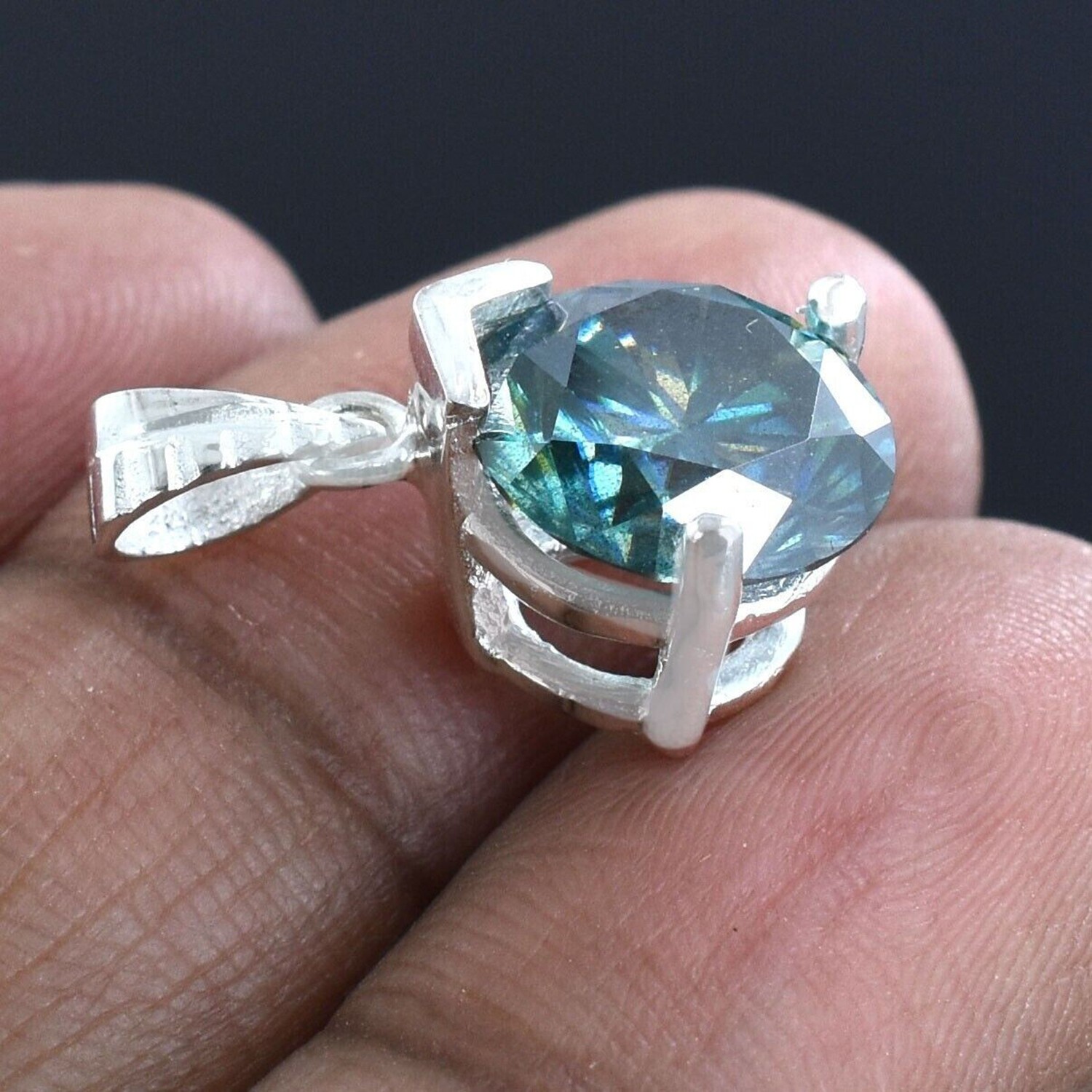 Romantic Blue Lab Diamond Drop Pendant 3.2 Ct 925 Silver Gift for Her for Women