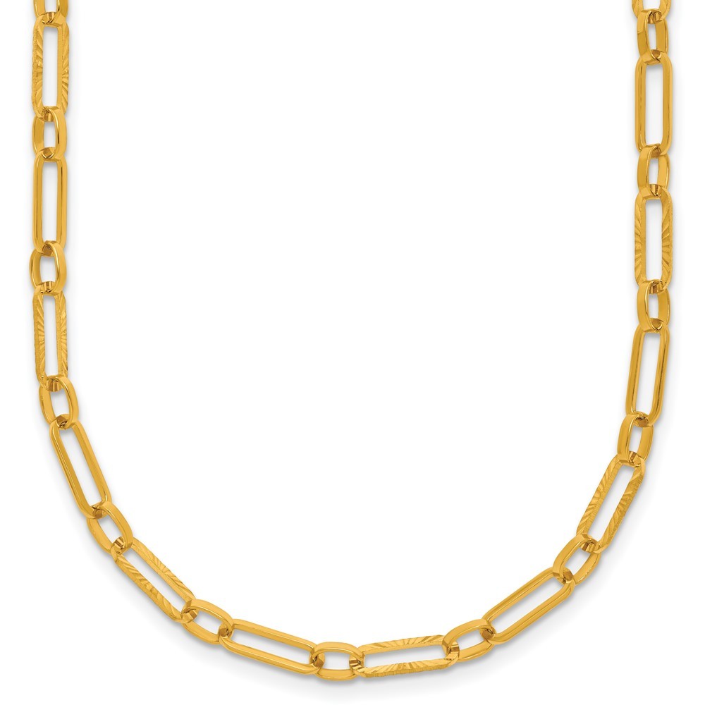 24k Yellow Gold Polished and Diamond-cut 10mm Paperclip Chain Necklace 18″