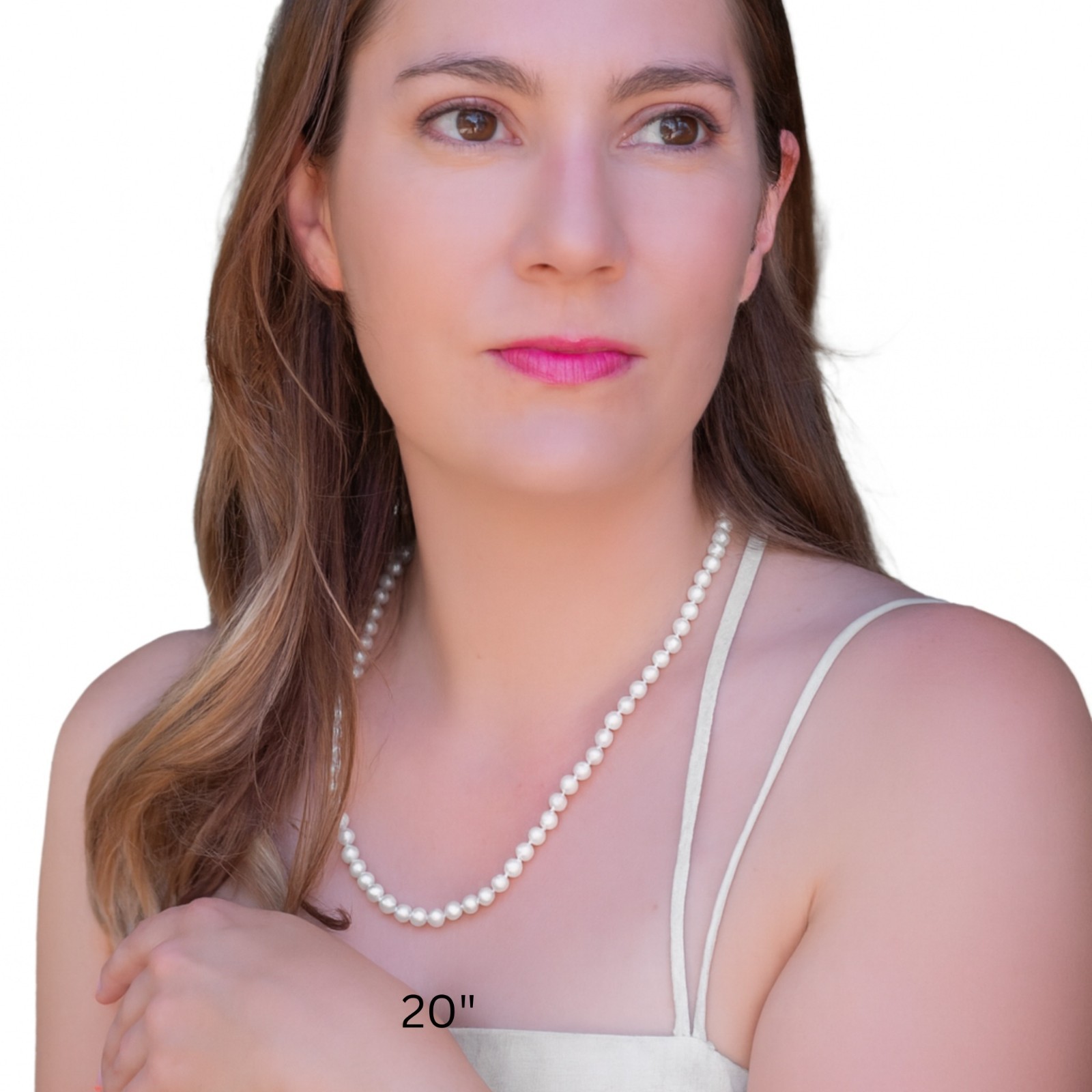 16 18 20″ ROUND White Pearl Strand Necklace Real Cultured Freshwater Jewelry