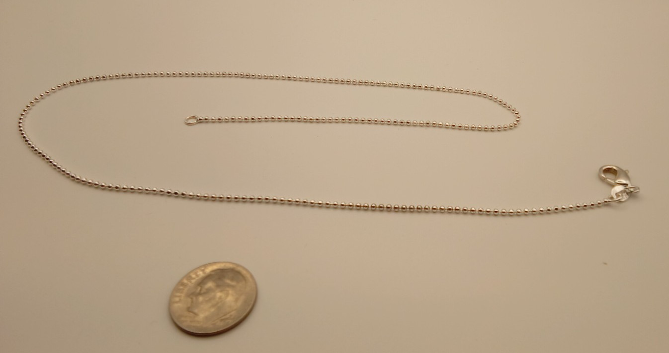 Sterling Silver .925 Bead /Ball Chain 18″ Lobstsr Clasp