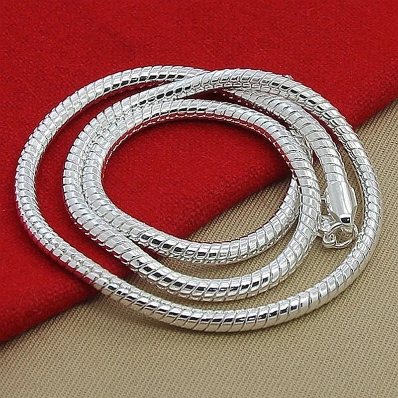 Hot sale 20-60cm 925 Sterling silver 3mm Snake Chain Necklace Bracelet For Woman