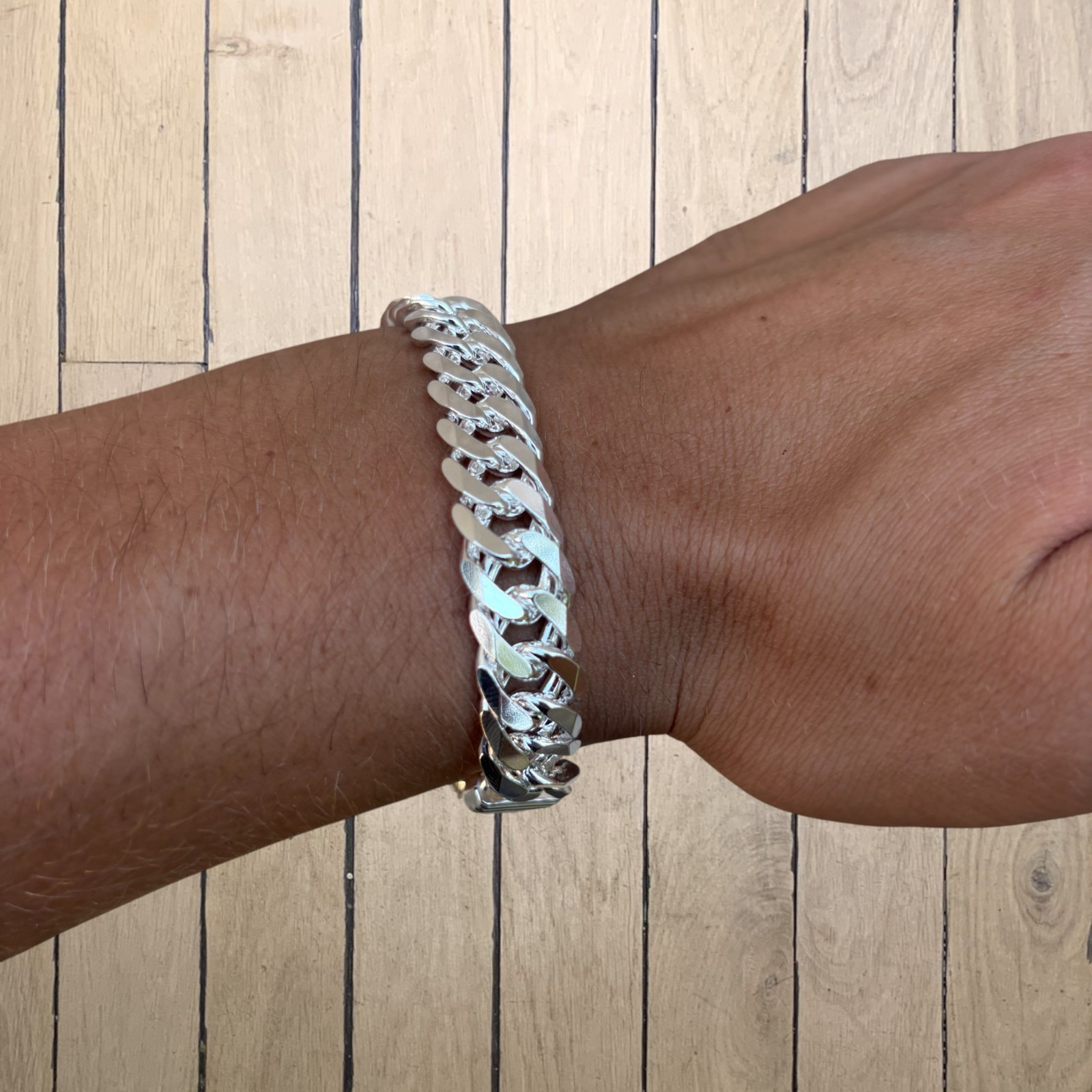 12mm Double Curb Link Bracelet – Real Solid 925 Sterling Silver MADE IN ITALY