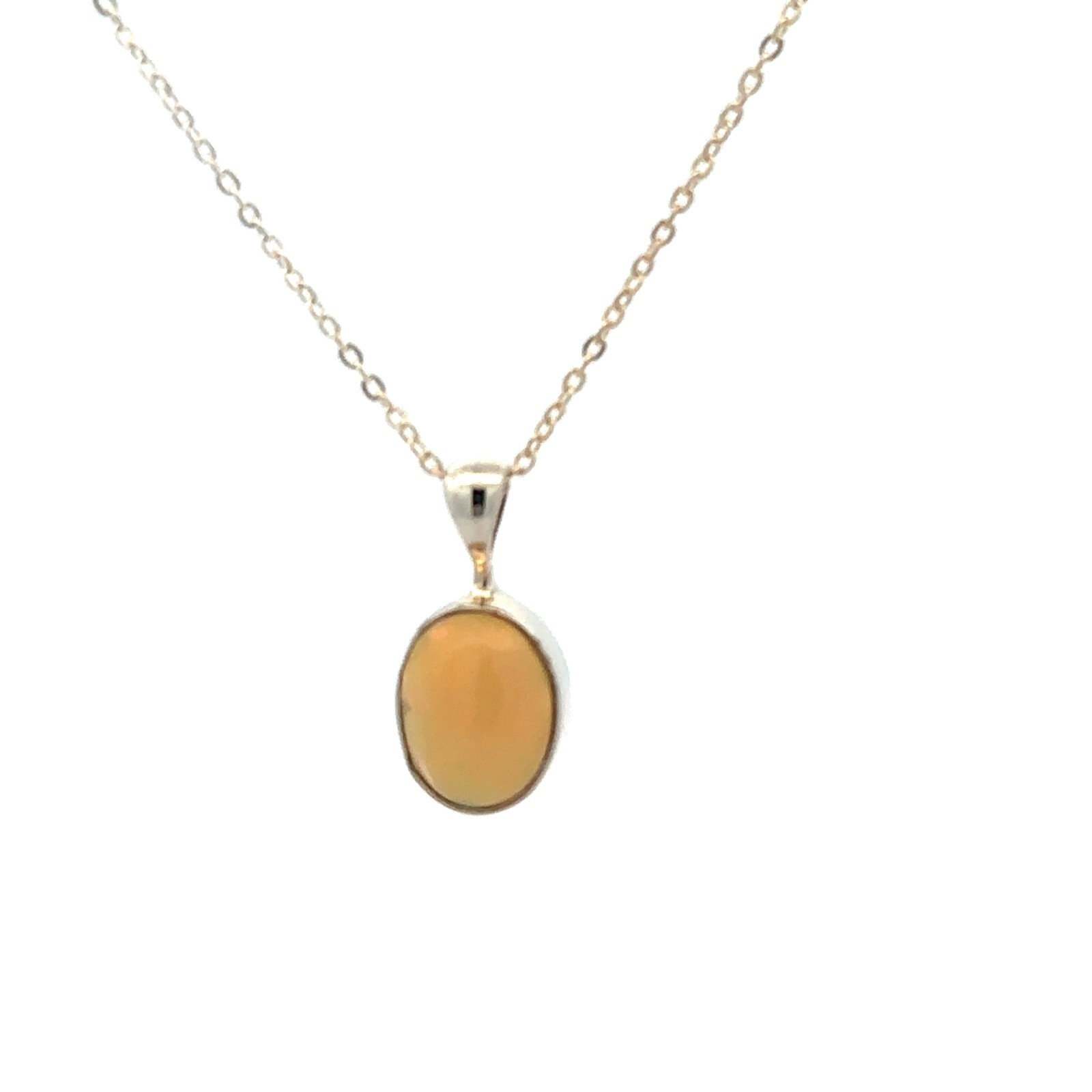 Sterling Silver Ethiopian Opal Necklace (1/4 x 1/2 Inch) With 16+2 Inch Chain