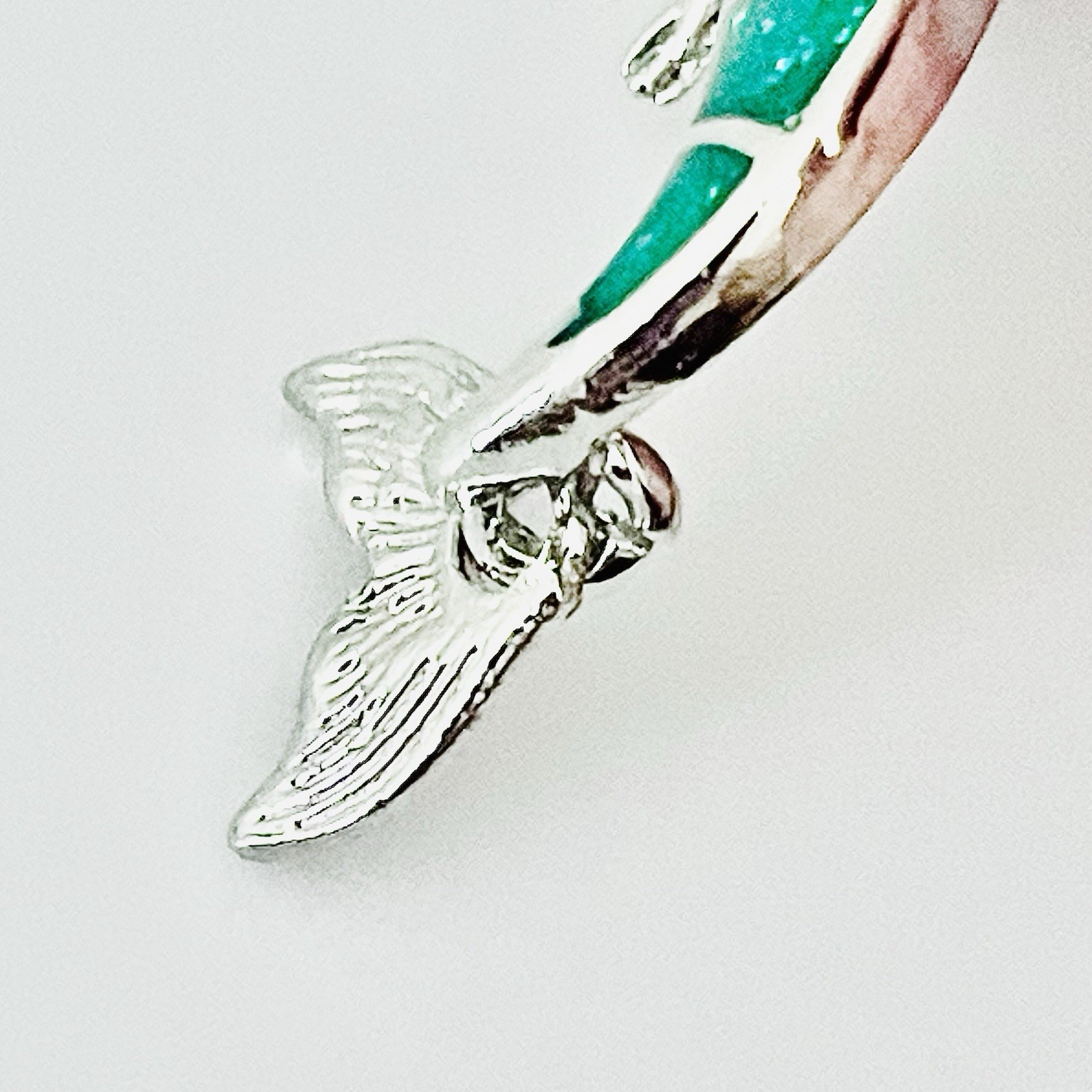 New Sterling Silver Mermaid Pendant Necklace with Green Opal Inlay 🇺🇸 Seller