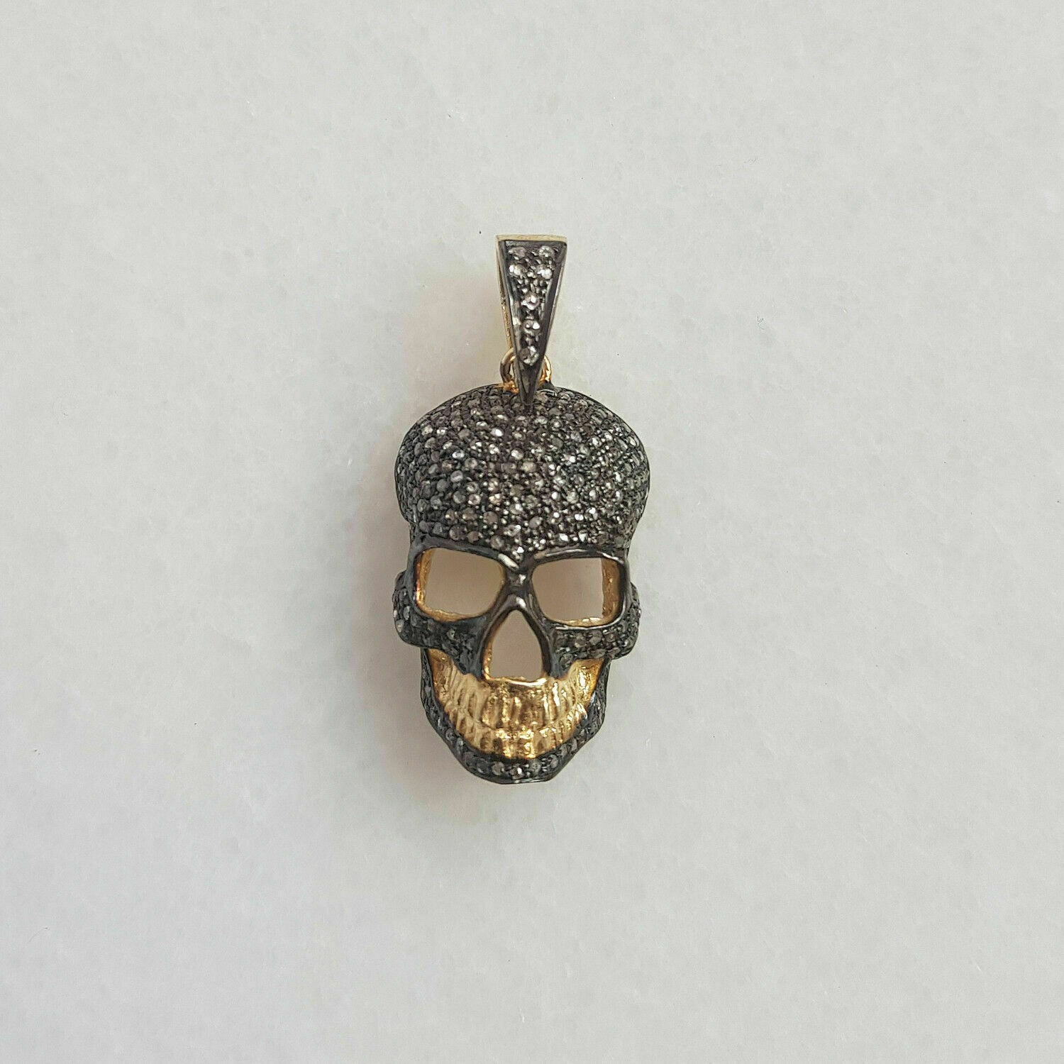 Halloween Stock 2Ct Round Diamond Skull Pendant 14K Yellow Gold Over Free Chain