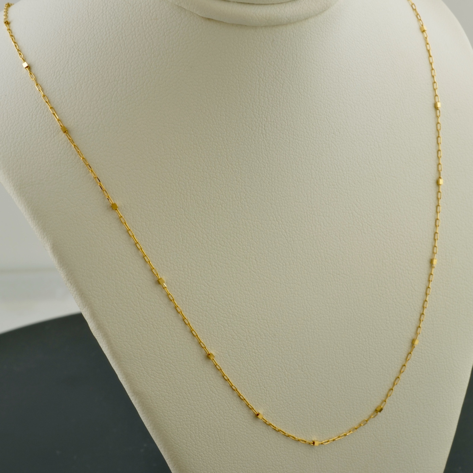 14K YELLOW GOLD 1.1mm LONG CABLE W/BOX STATIONS 18″ PENDANT CHAIN NECKLACE