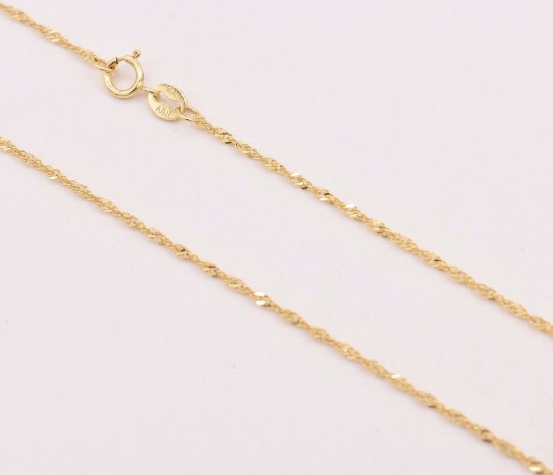1mm Singapore Rope Chain Real SOLID 10k Yellow Gold Necklace 20” Inches