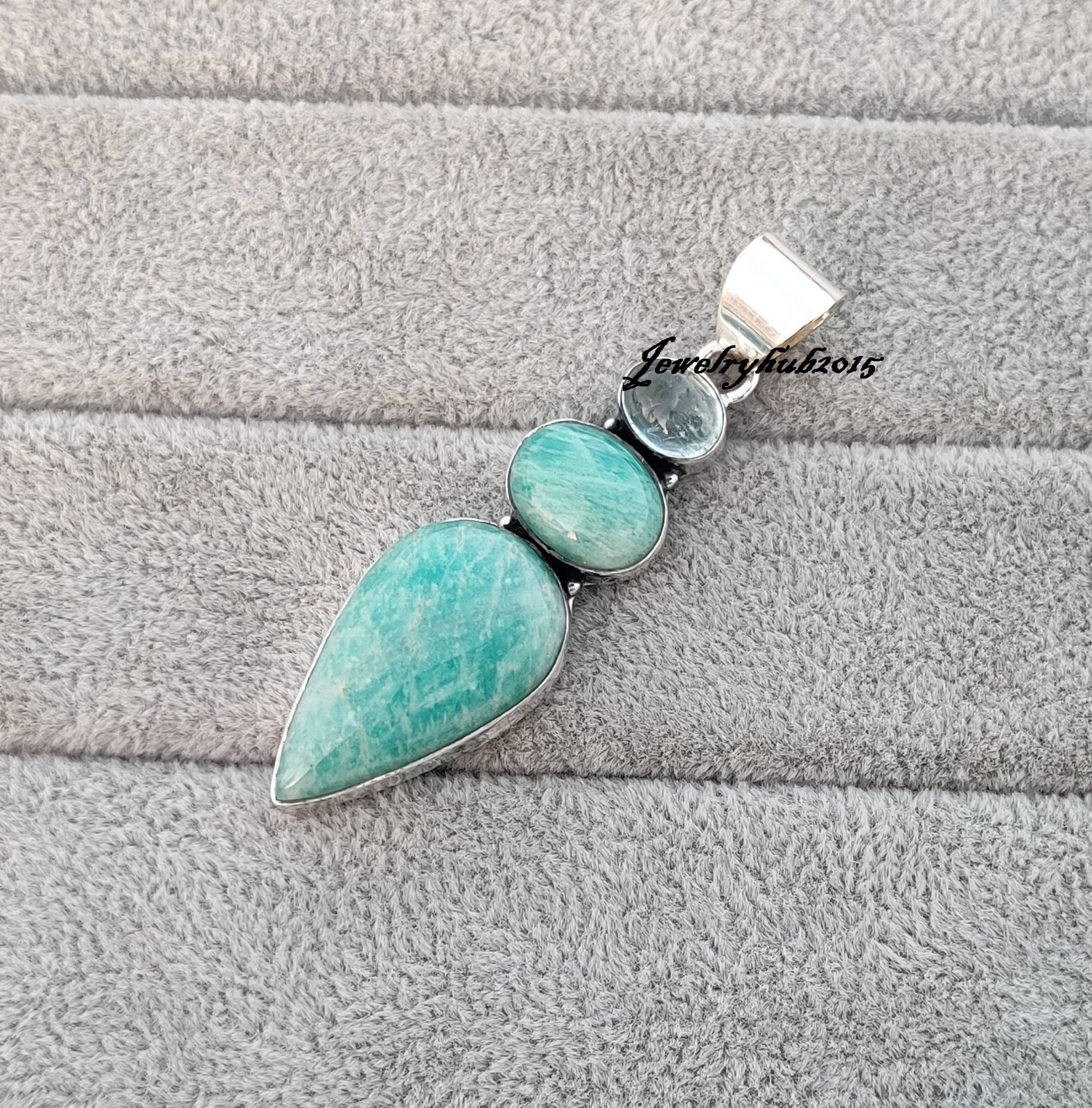 Amazonite Gemstone Pendant 925 Sterling Silver Girls Neck Jewelry Gift MO727