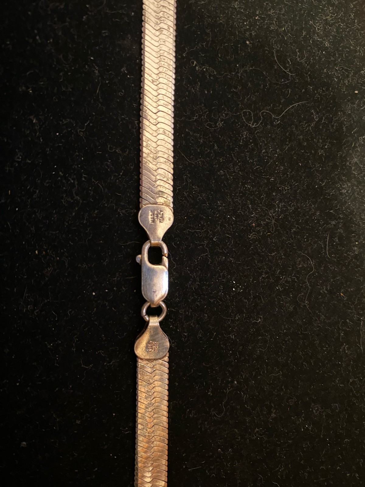 Milnor Italy SS 925 Reversible Patterned Herringbone Necklace 36” x 58″