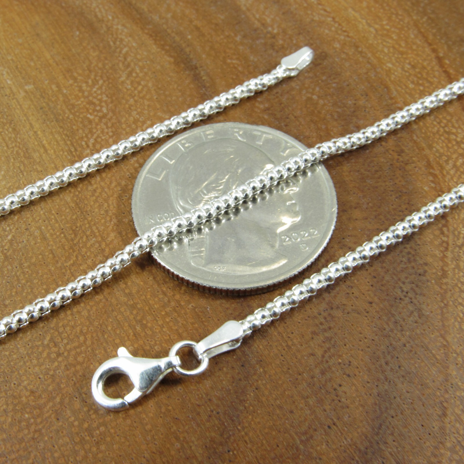 Solid Genuine 925 Sterling Silver Women’s Italian Popcorn Garland Chain Necklace