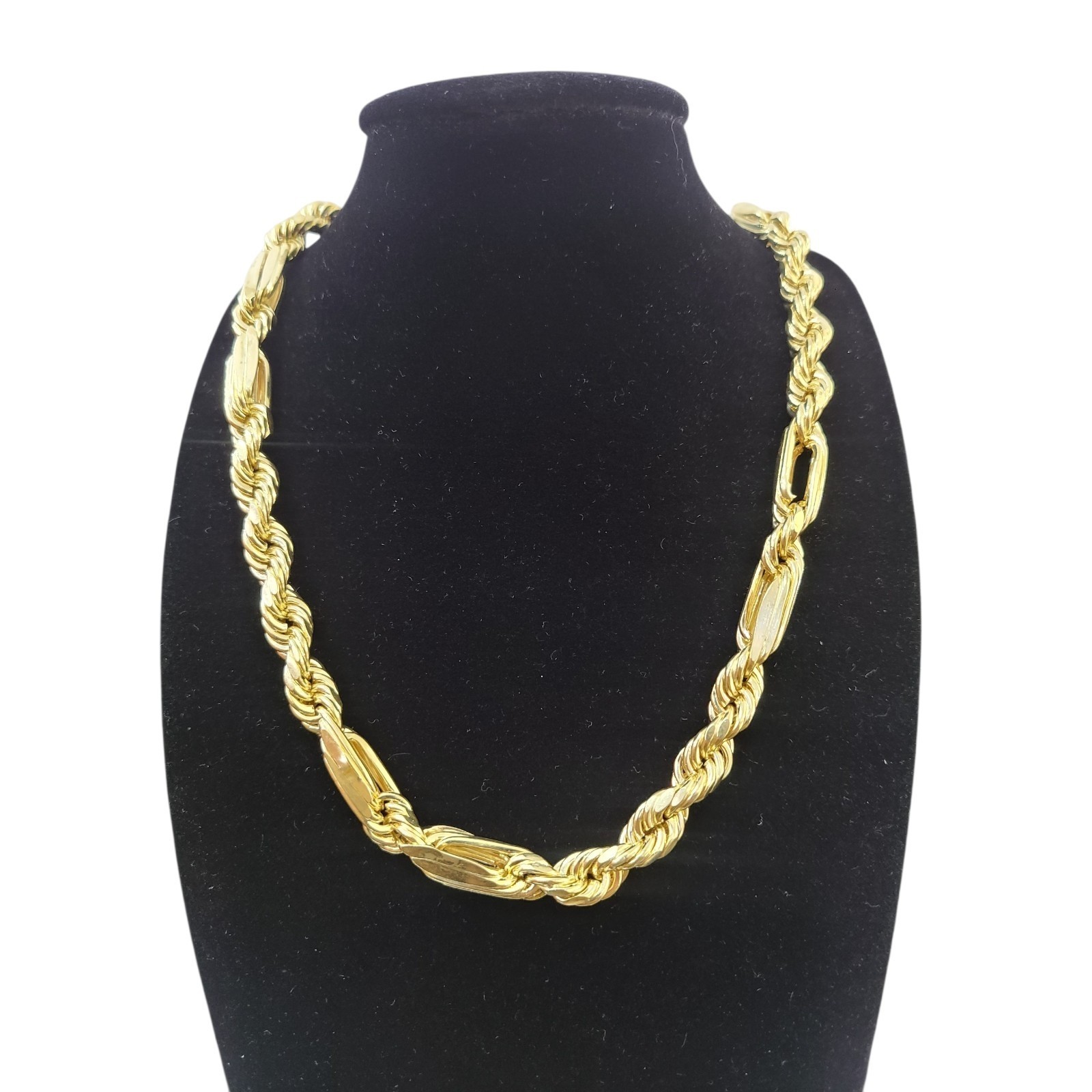 10K Yellow Gold Milano Rope Chain 8mm 24″ Diamond Cut Real Thick Mens