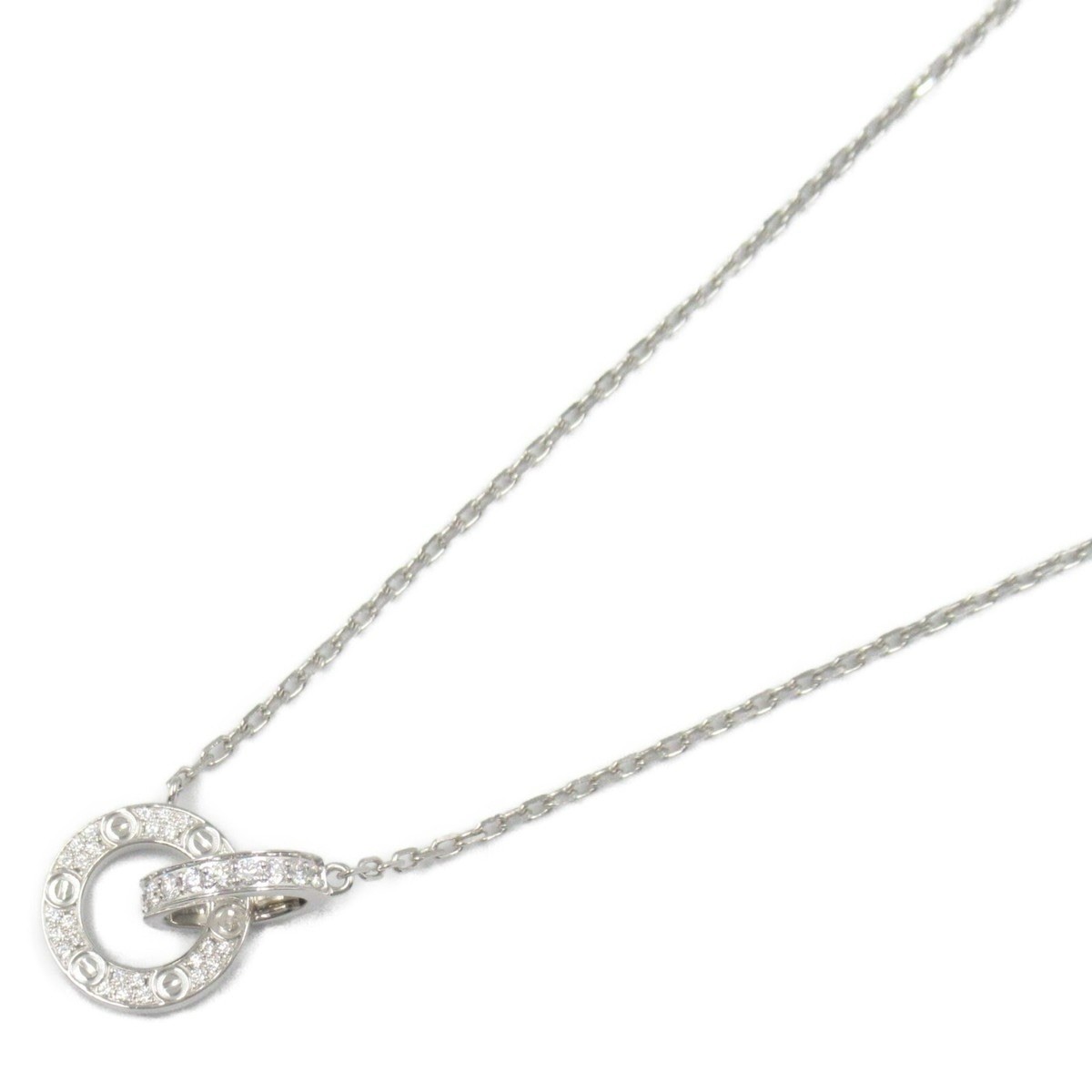 Cartier Love Necklace with Pendant 18k White Gold Pavé Diamond 0.30 ctw