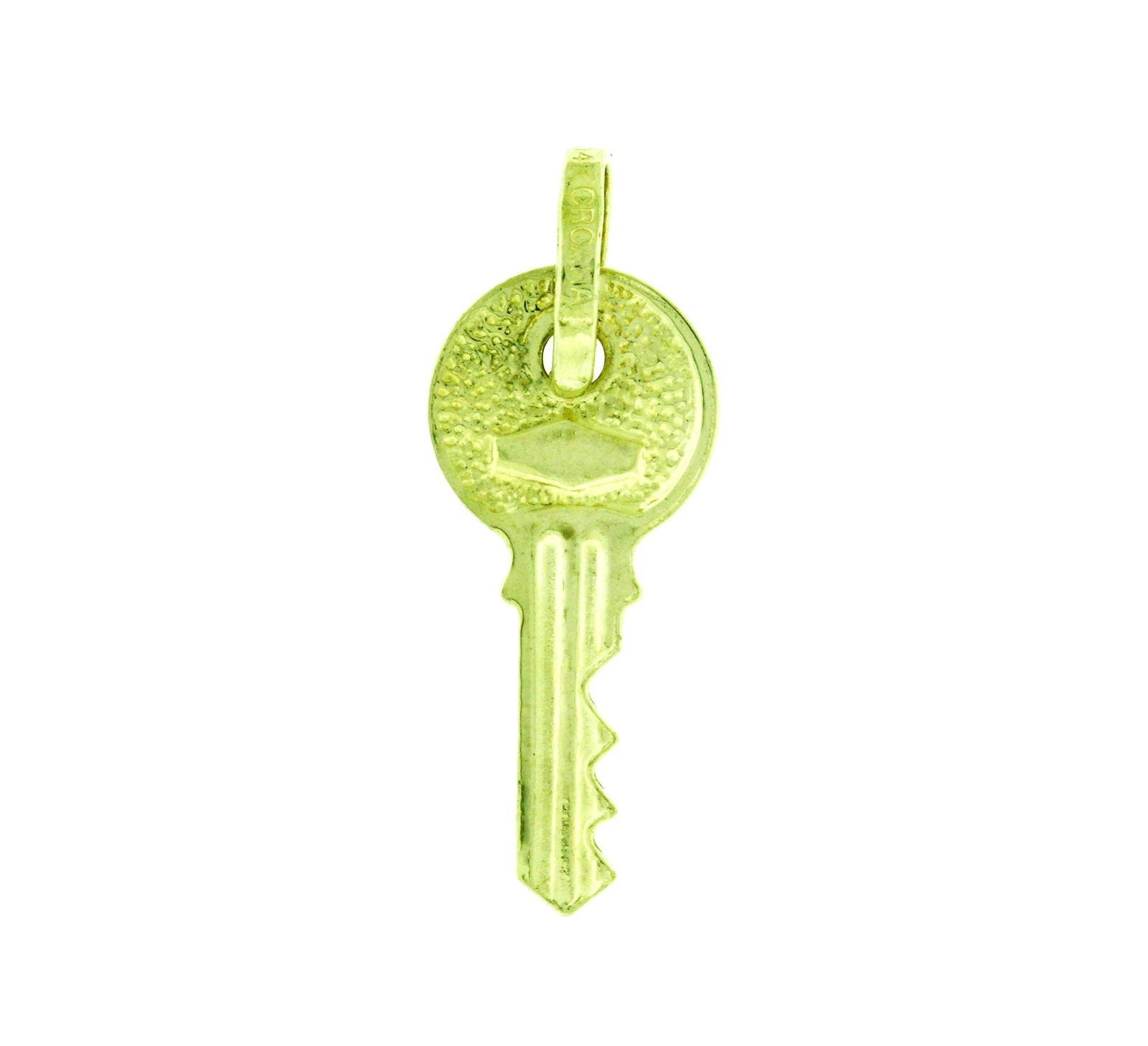 Double Sided 3D Key 14k Italian Yellow Gold Pendant / Charm 23 x 8.5 mm
