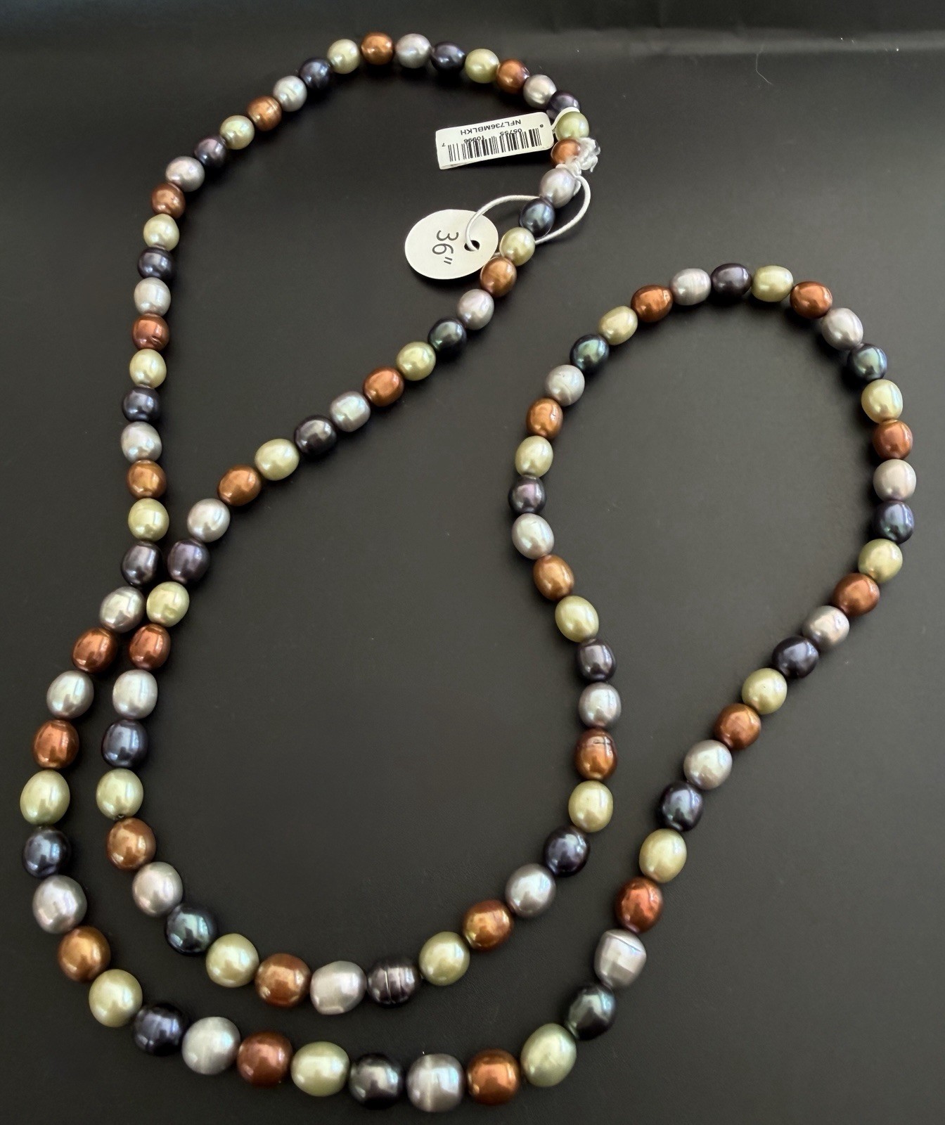 Kohls Freshwater Pearl Endless Necklace 36 In 7-8mm Multi Forest Earth Tone NWT