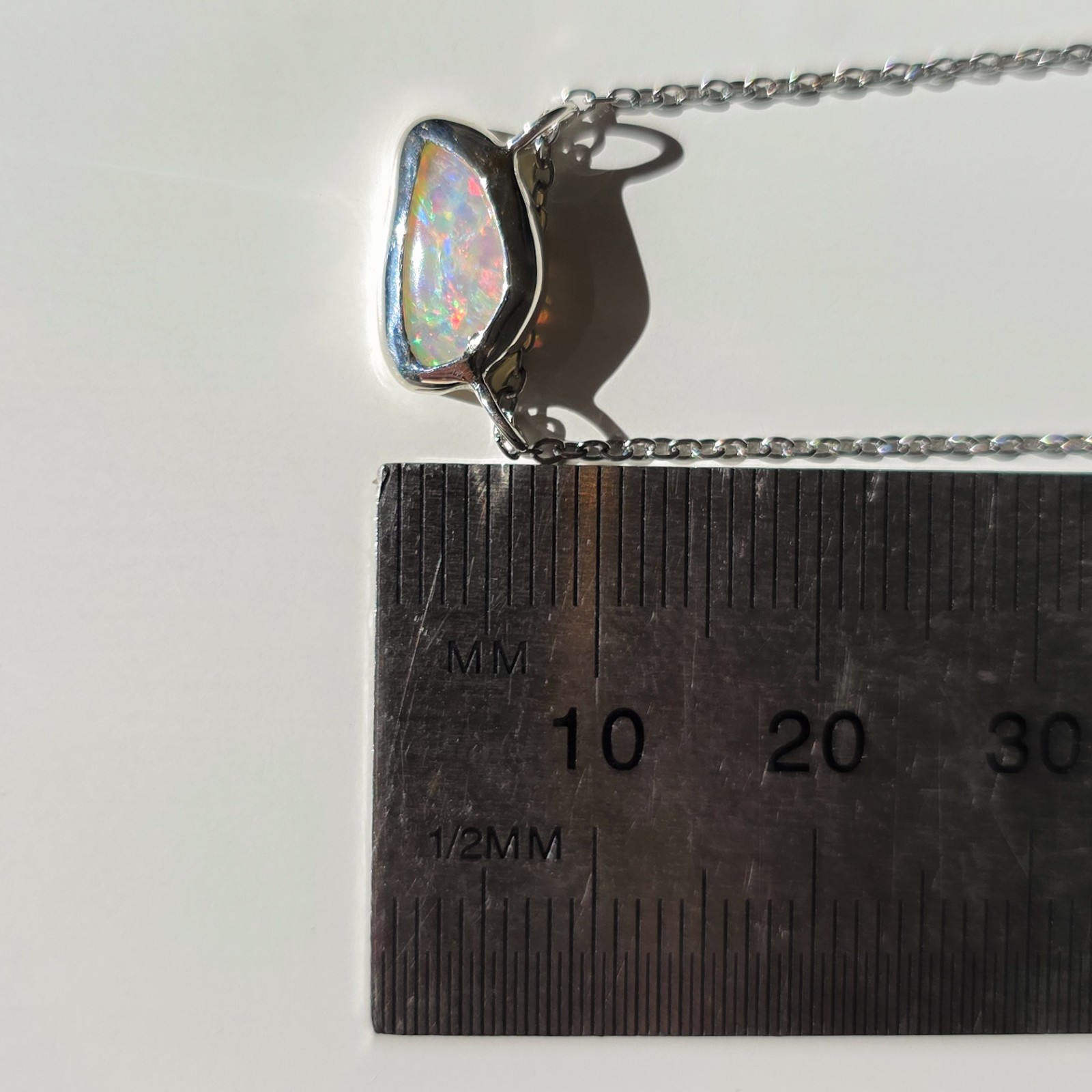 Solid Pink Coober Pedy Opal Pendant, Silver Australian Crystal Opal, 1 Carat