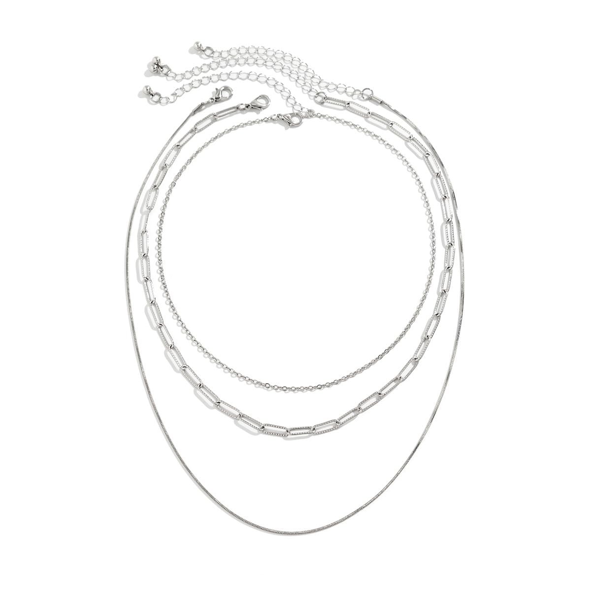 Silver Layered Necklace for Women Dainty Gold Plated Choker Necklaces for Womens