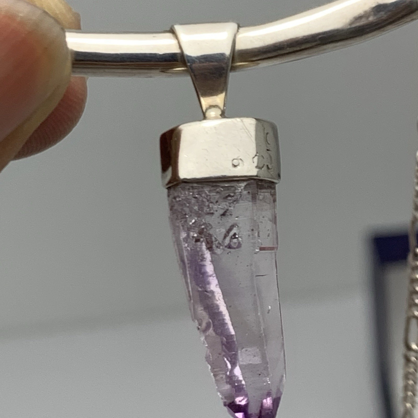 Sterling Silver Amethyst Point Pendant W/ Accent Garnet Necklace