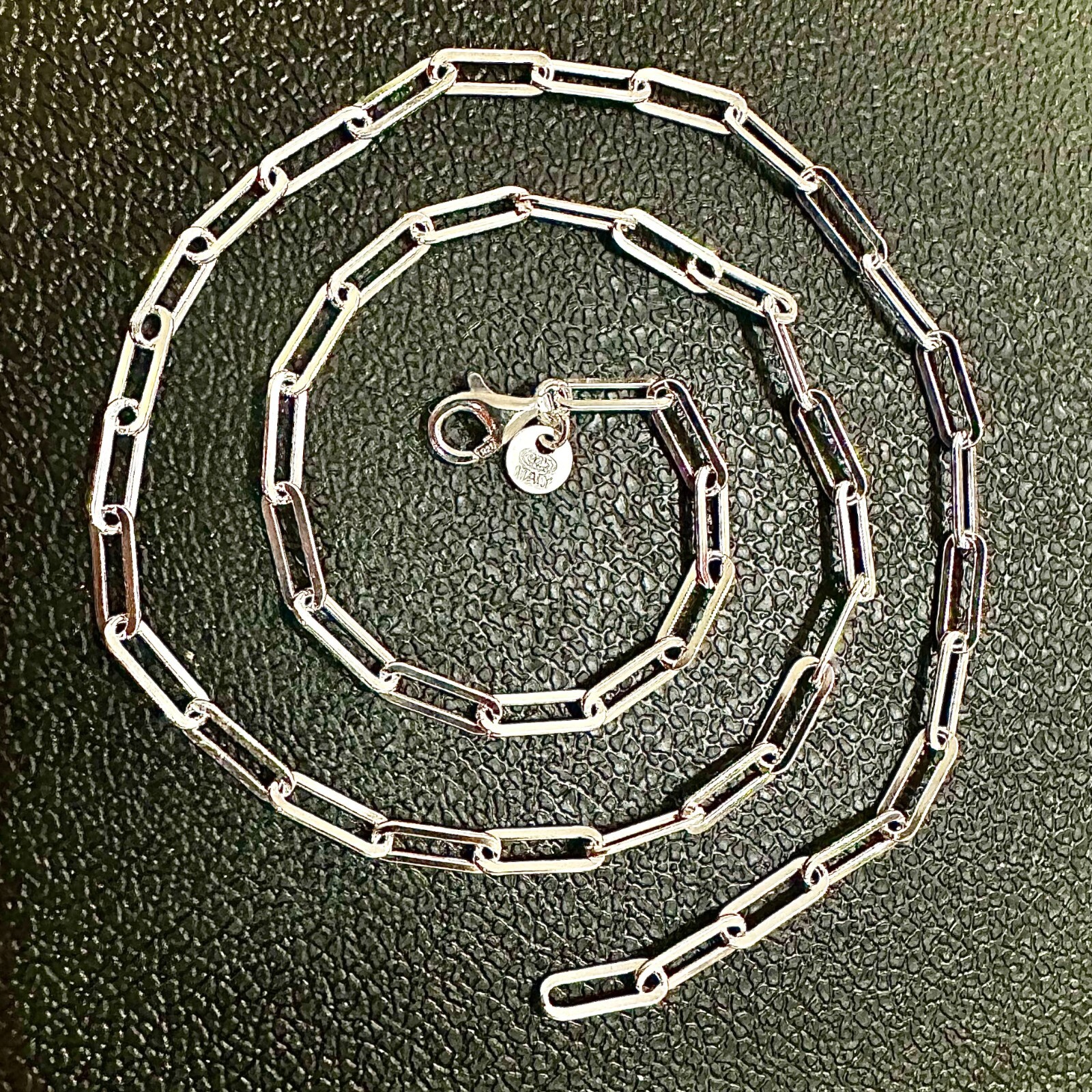 3mm 925 Sterling Silver Paperclip Chain Bracelet Necklace Italy Made 7–30″ Stamp