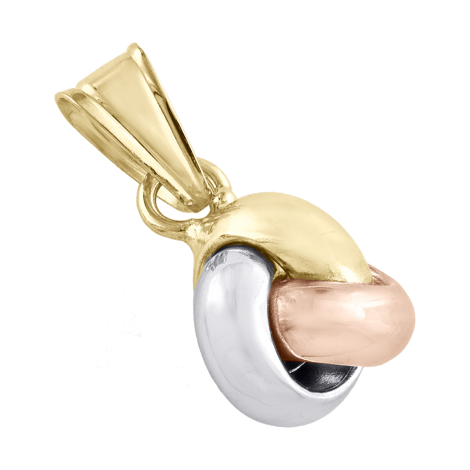 14K Tri-Color Gold Fancy Italian Love Knot Textured Pendant Women’s Charm 0.75″