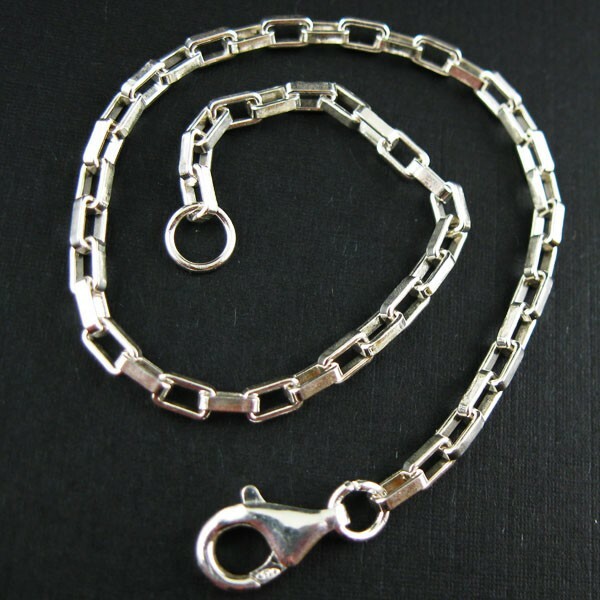 Solid Sterling Silver Heavy Box Necklace Chain (7″-36″) Made In Italy