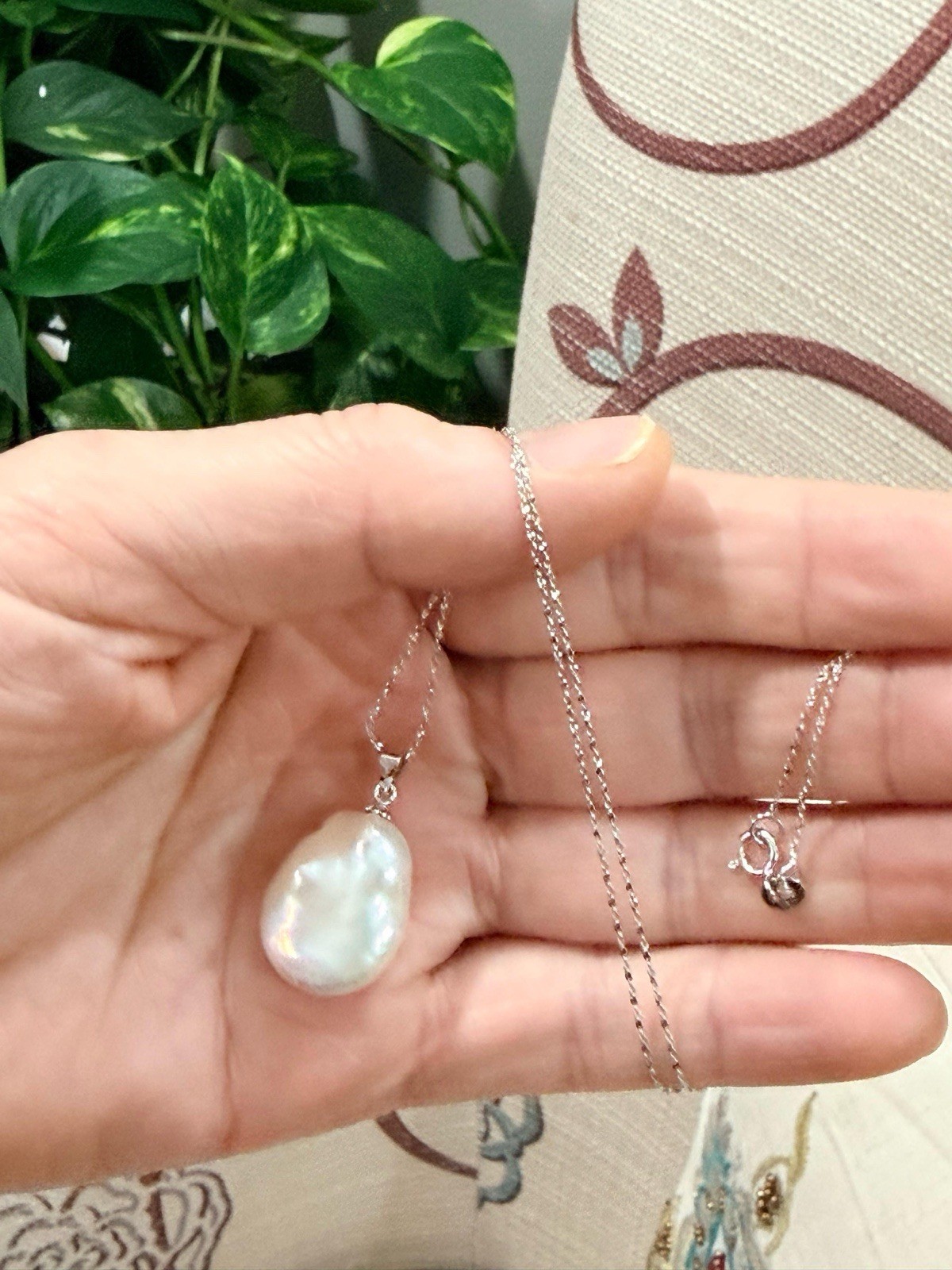 June Birthstone Gift Oval Pearl Pendant 925 Box Chain, Gift For Her