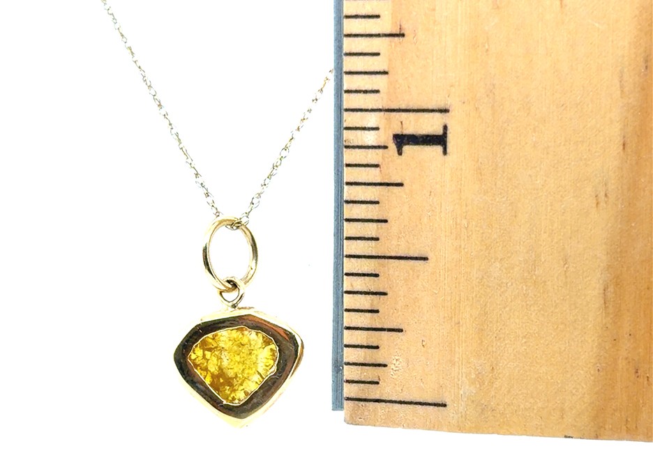 Lapaix Sliced Fancy Vivid Yellow Diamond Pendant Necklace 1.22ct Brand New 14K