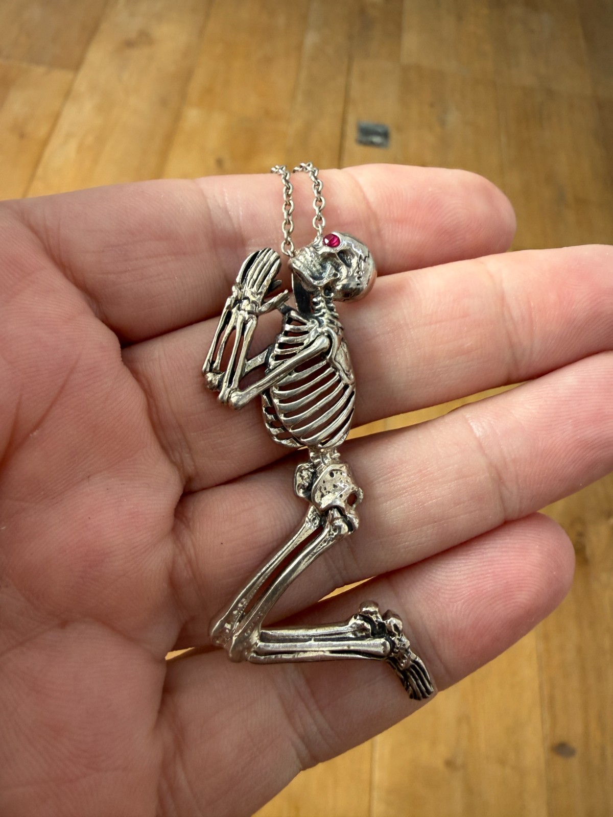 Sterling Silver Skeleton Pendant 60mm & Chain 40cm
