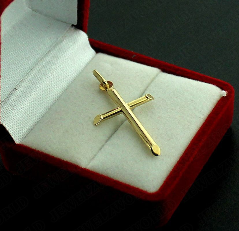 10K Solid Yellow Gold Men’s Cross Charm Pendant, Brand New, 10KT Real Gold