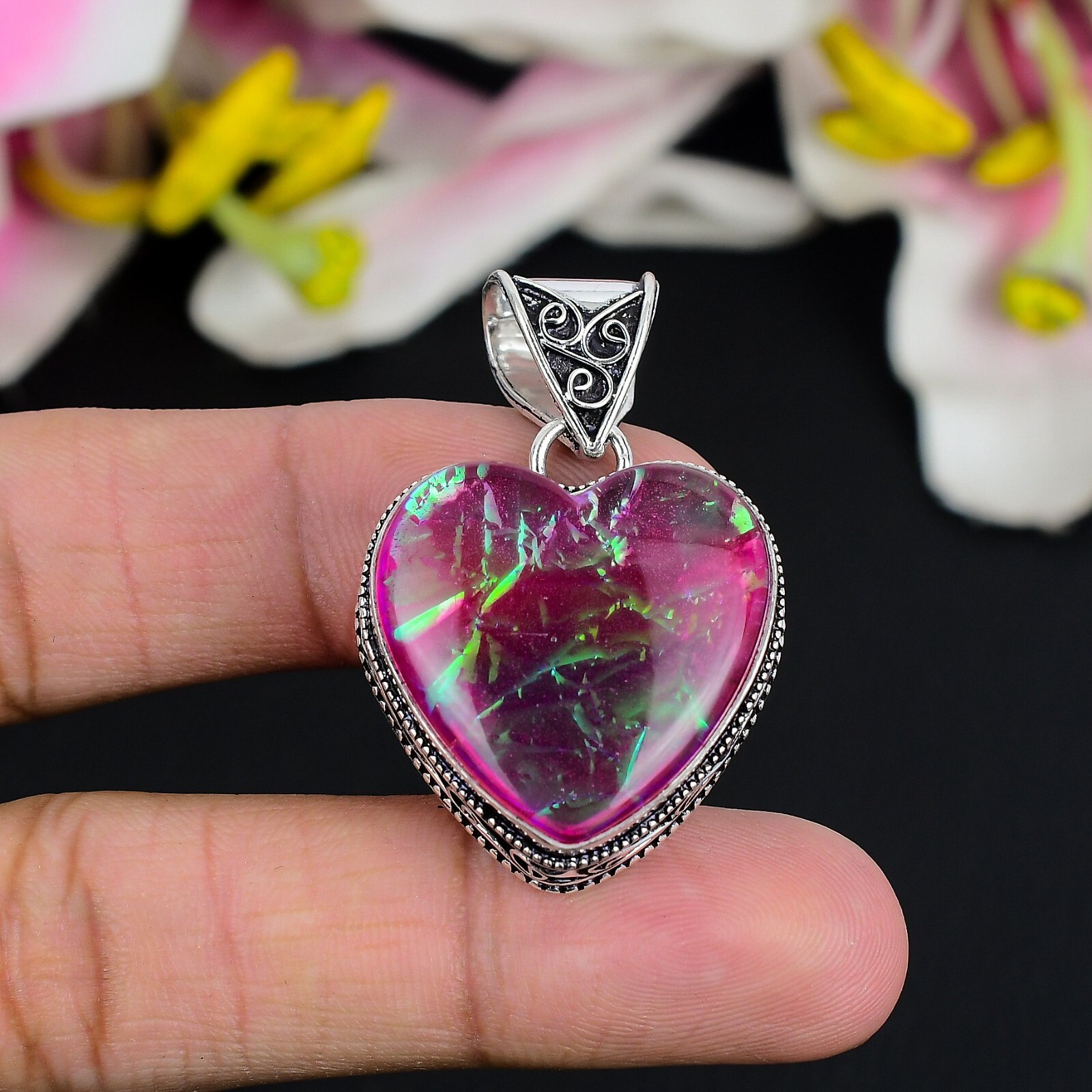 Australian Triplet Opal Gemstone handmade 925 Sterling Silver Jewelry Pendant