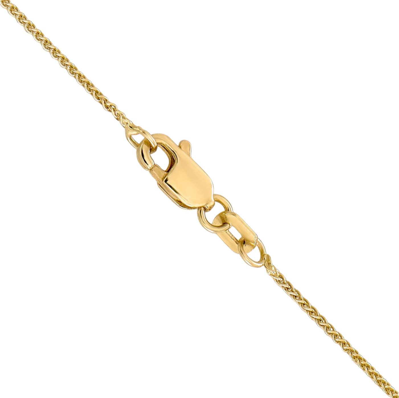 10K Solid Yellow Gold 0.85mm Dainty Spiga Wheat Chain Necklace Polished