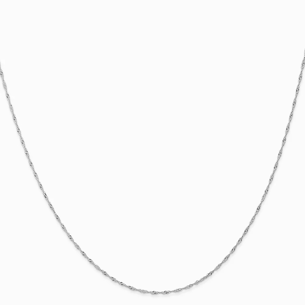 14K White Gold 1mm Carded Singapore Chain Necklace 16″-24″