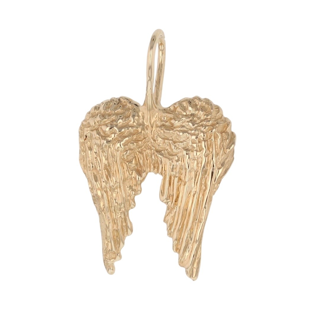 1″ Angel Wings Shaped Pendant without Chain 14k Yellow Gold 2.17 Grams