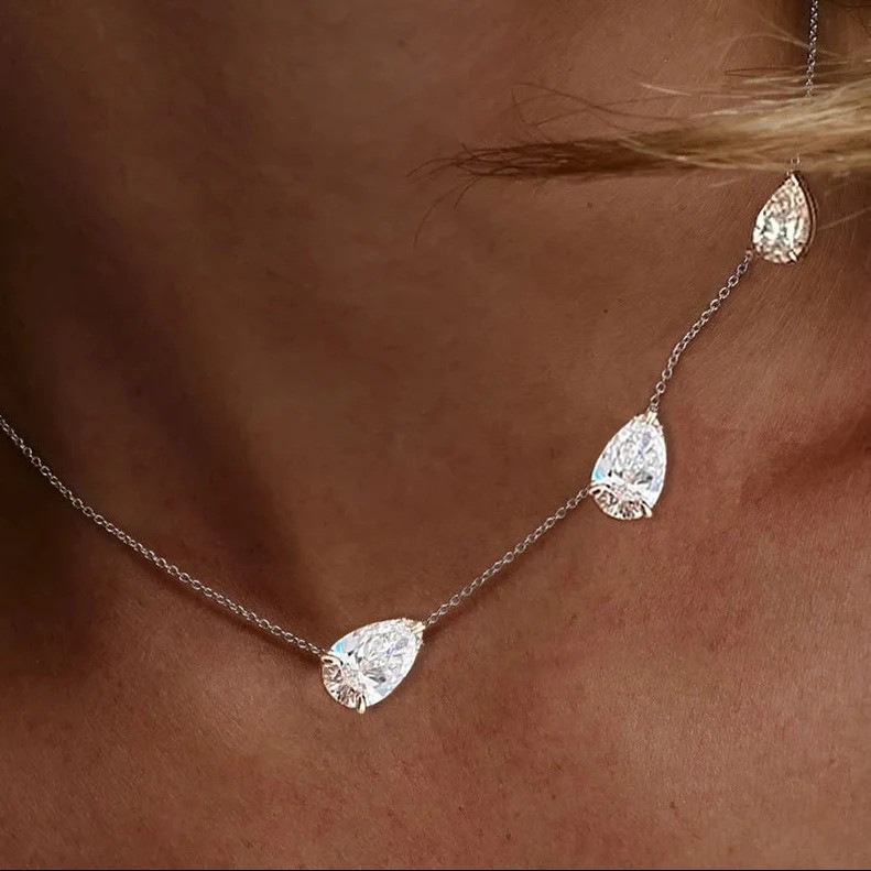 4.50 Ct Certified Treated White Diamond Chain Necklace,925 Silver-Great lustre
