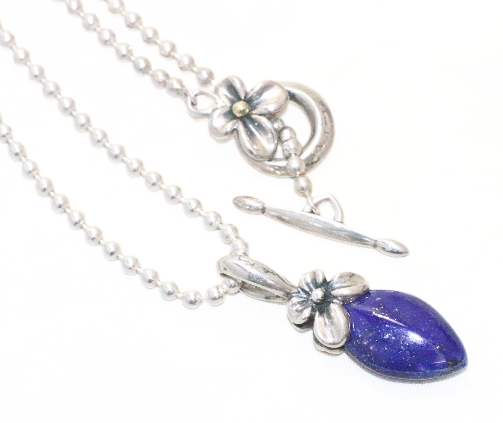 Ann King 925 Sterling Silver 18K Gold Lapis Pendant Necklace