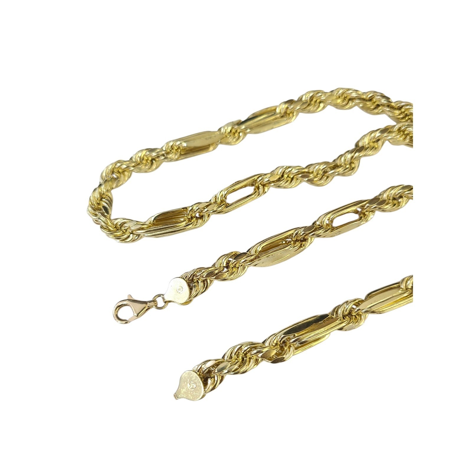 10K Yellow Gold Milano Rope Chain 8mm 24″ Diamond Cut Real Thick Mens
