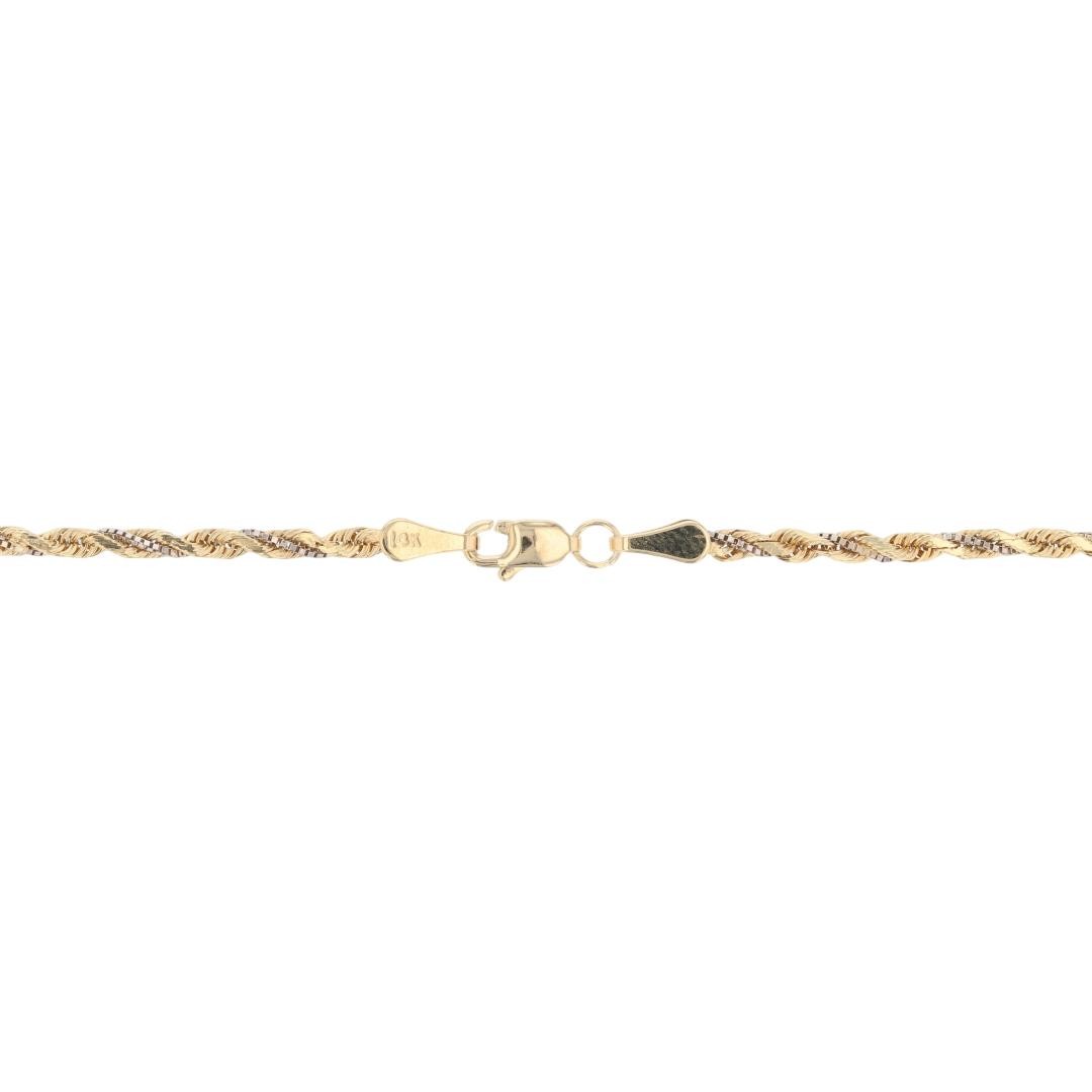2mm Twisted Rope & Box Link Chain 18″ Necklace 14k Multi-Tone Gold 6.18 Grams