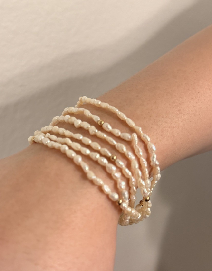 Multi Strand Freshwater Pearl Necklace 14K Gold Clasp With Matching Bracelet