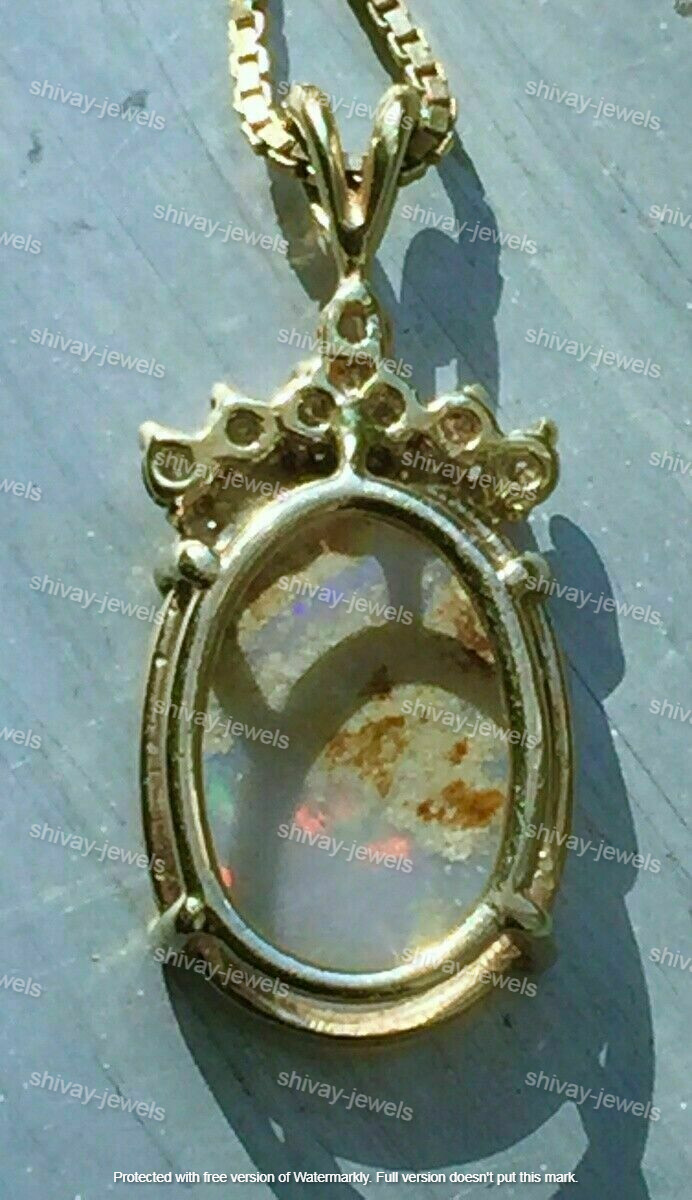 Real Fire Opal 2.00Ctw Oval Cut Solitaire Pendant 18K Yellow Gold Plated Silver