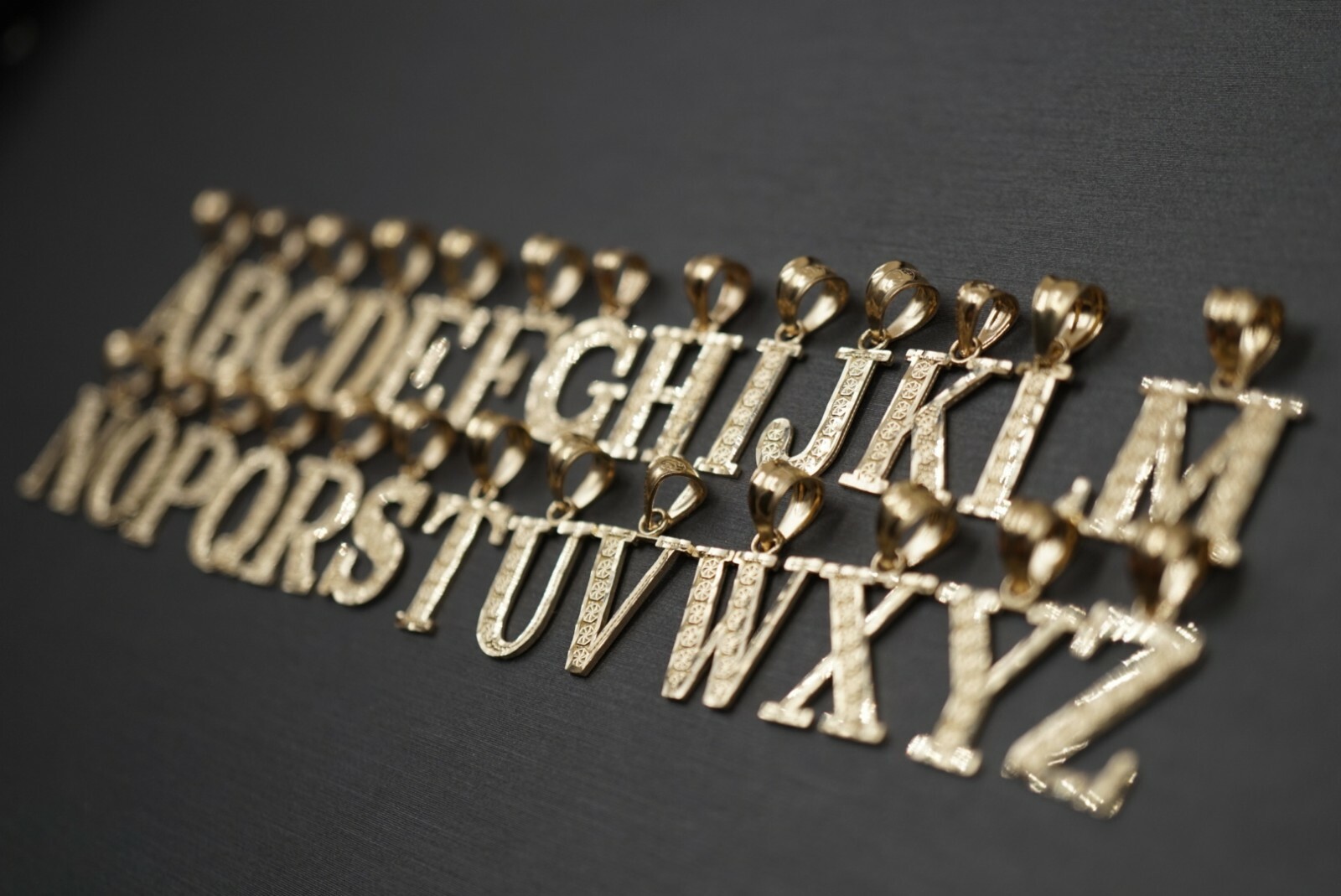 10K Solid Yellow Gold 0.75″ Diamond Cut Initial Alphabet Letter Charm Pendant.