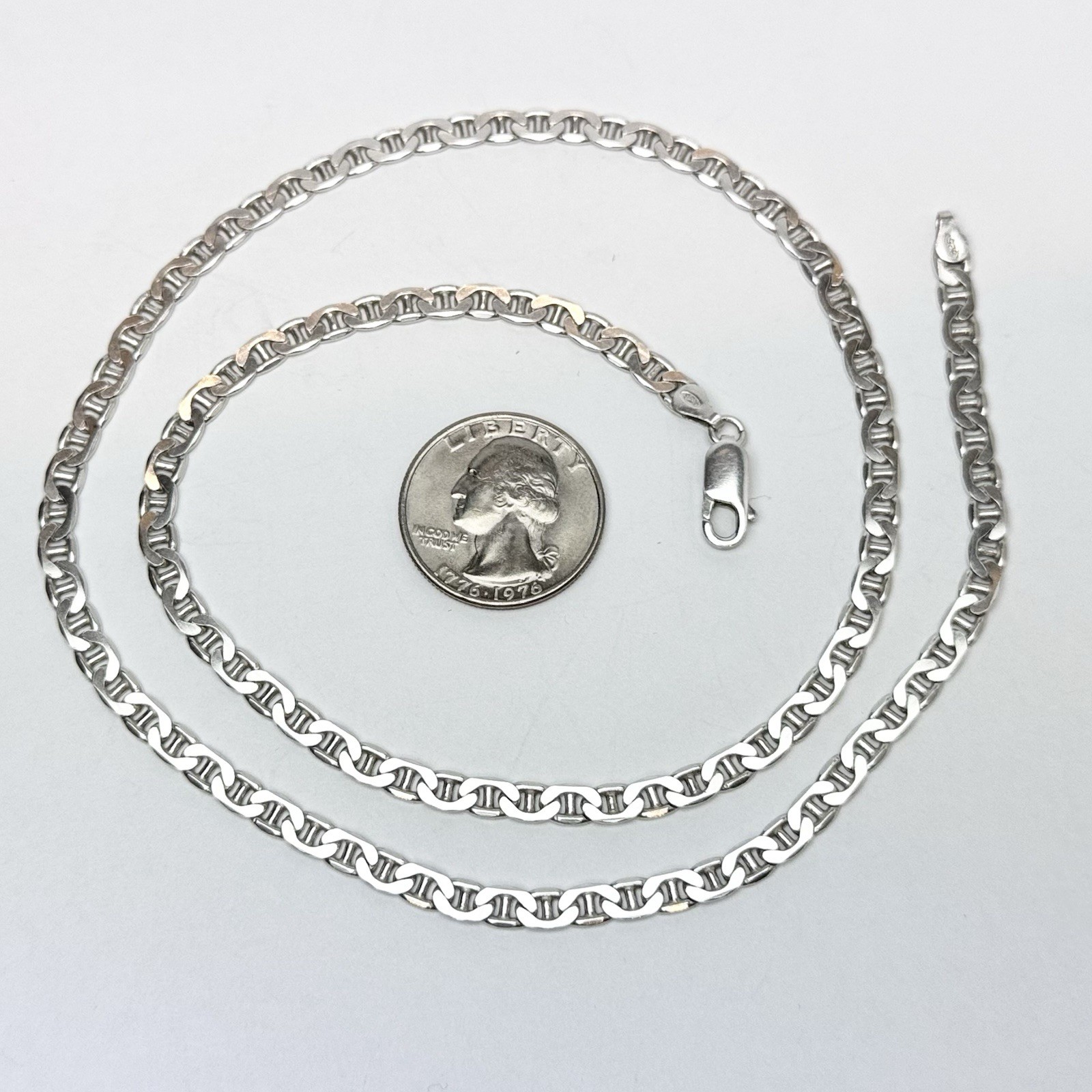 Sterling Silver 22.50” Mariner Link Chain-Necklace 4mm/ 21 Grams/Made In Italy!