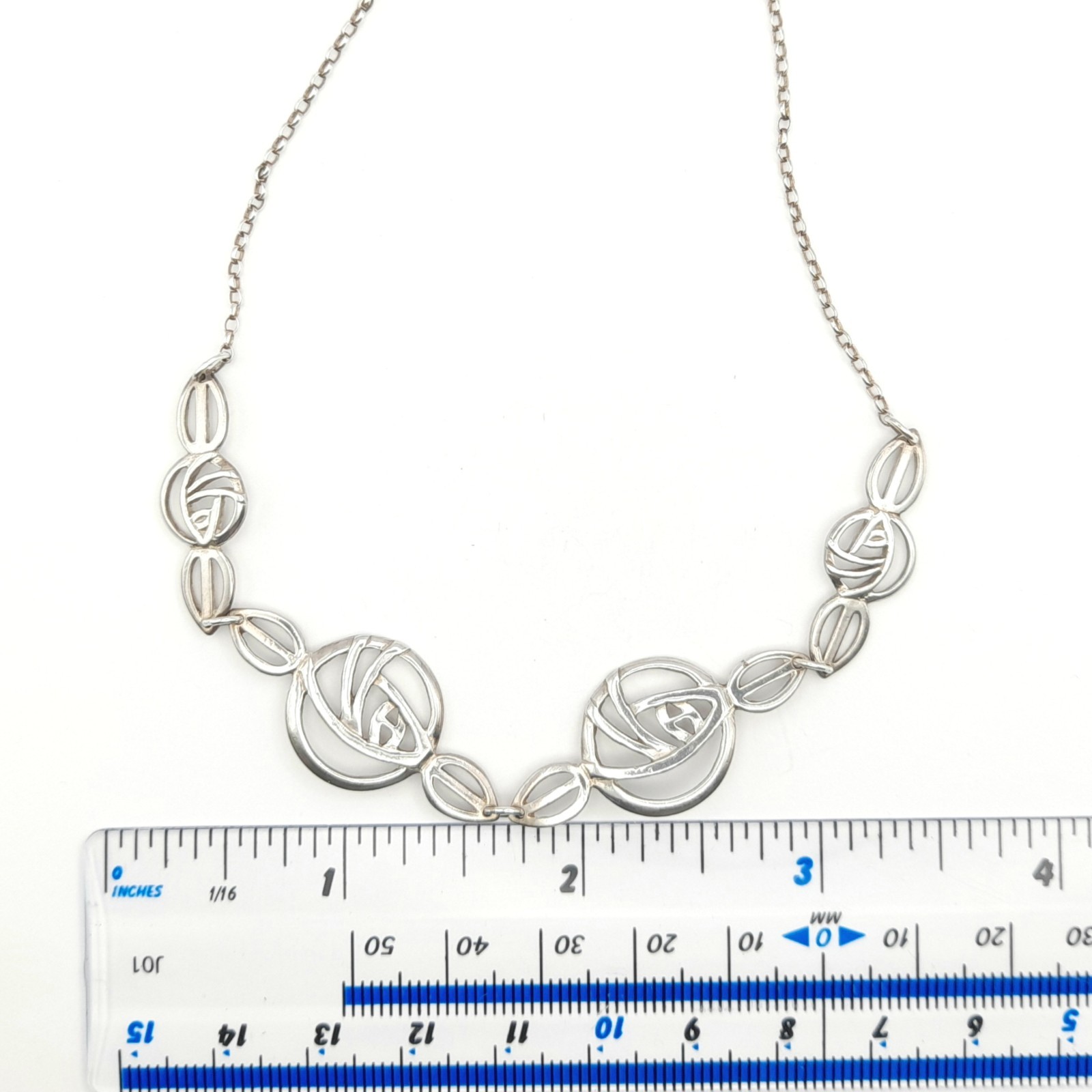 Vintage Glasgow Rose Sterling Silver Necklace Carrick Nouveau Jewellery 925