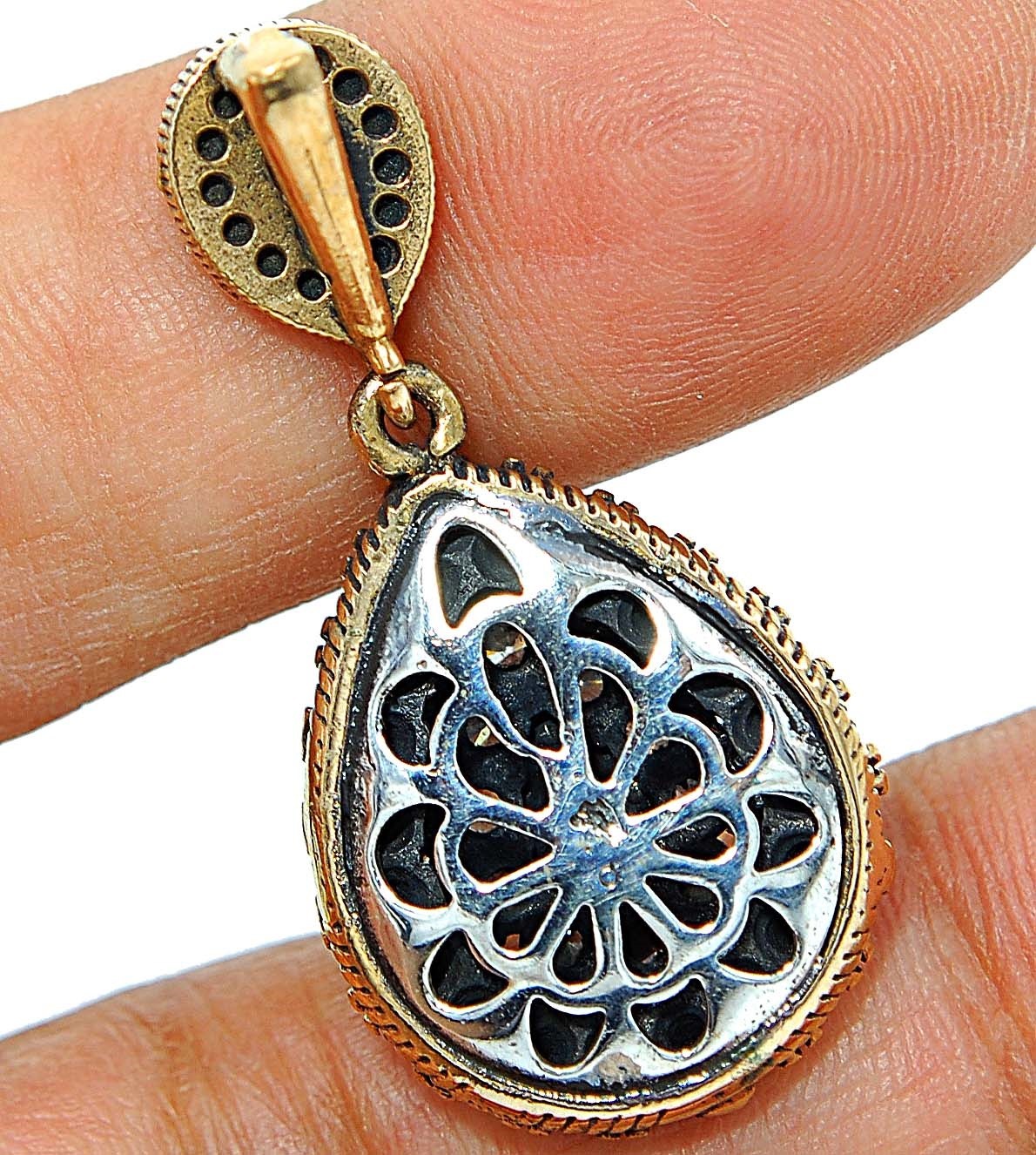Ottoman 6CT Heat Treated Fire Garnet 925 Sterling Silver Pendant BT2-1