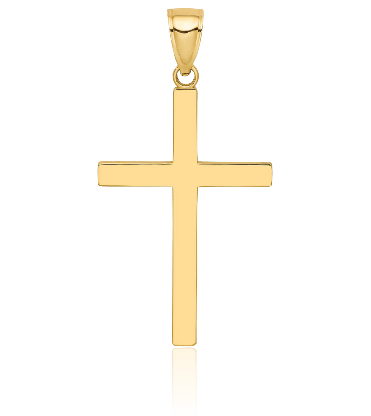 10K Solid Yellow Gold Extra Large Cross Pendant Necklace 38mm 1-1/2 inch