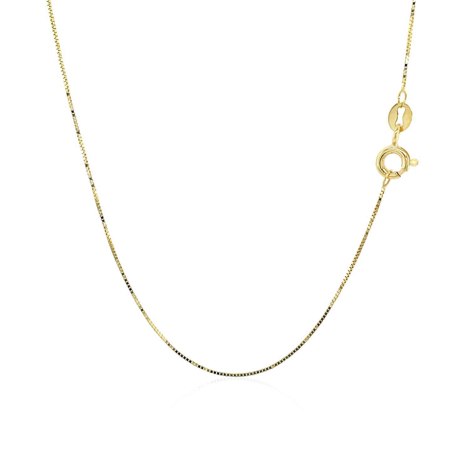 Classic Box Chain, 10K Yellow Gold, Sizes 16-20, 0.45 mm, Dainty, Polished