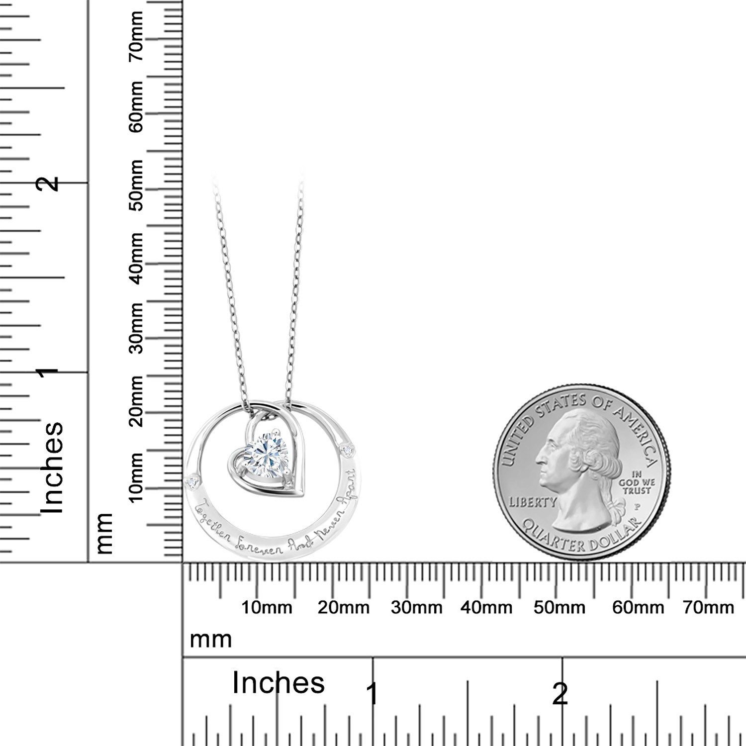 925 Sterling Silver Pendant Near Colorless Moissanite & Diamond